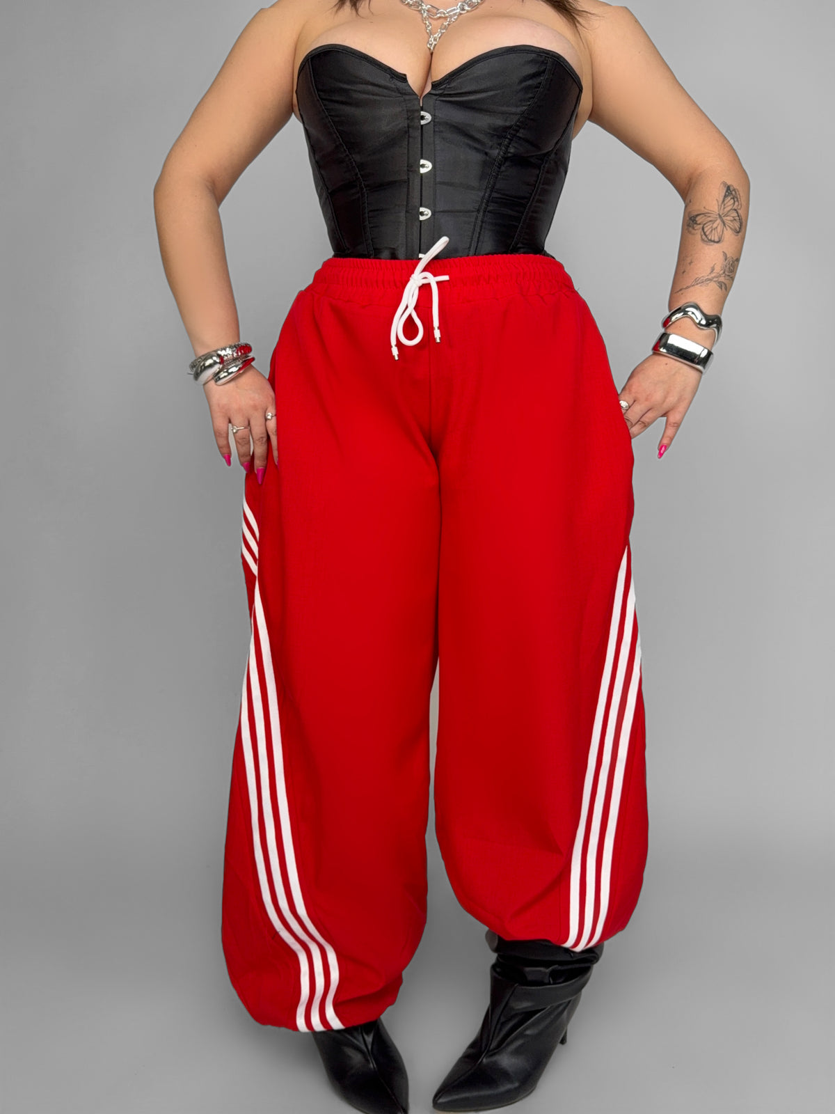 CURVY FIT - Pantalone Red Stripe