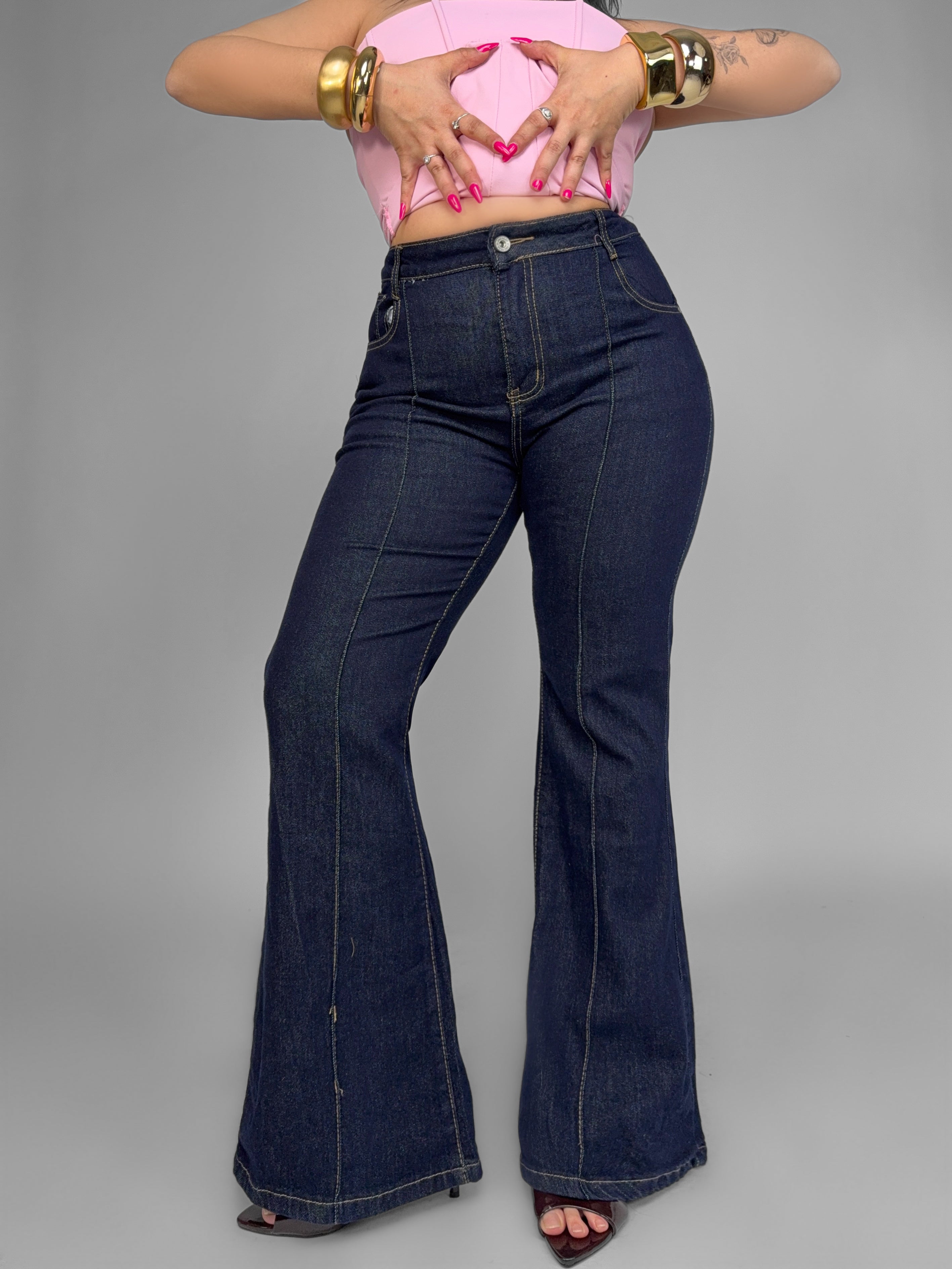CURVY FIT - Jeans Flare Blue