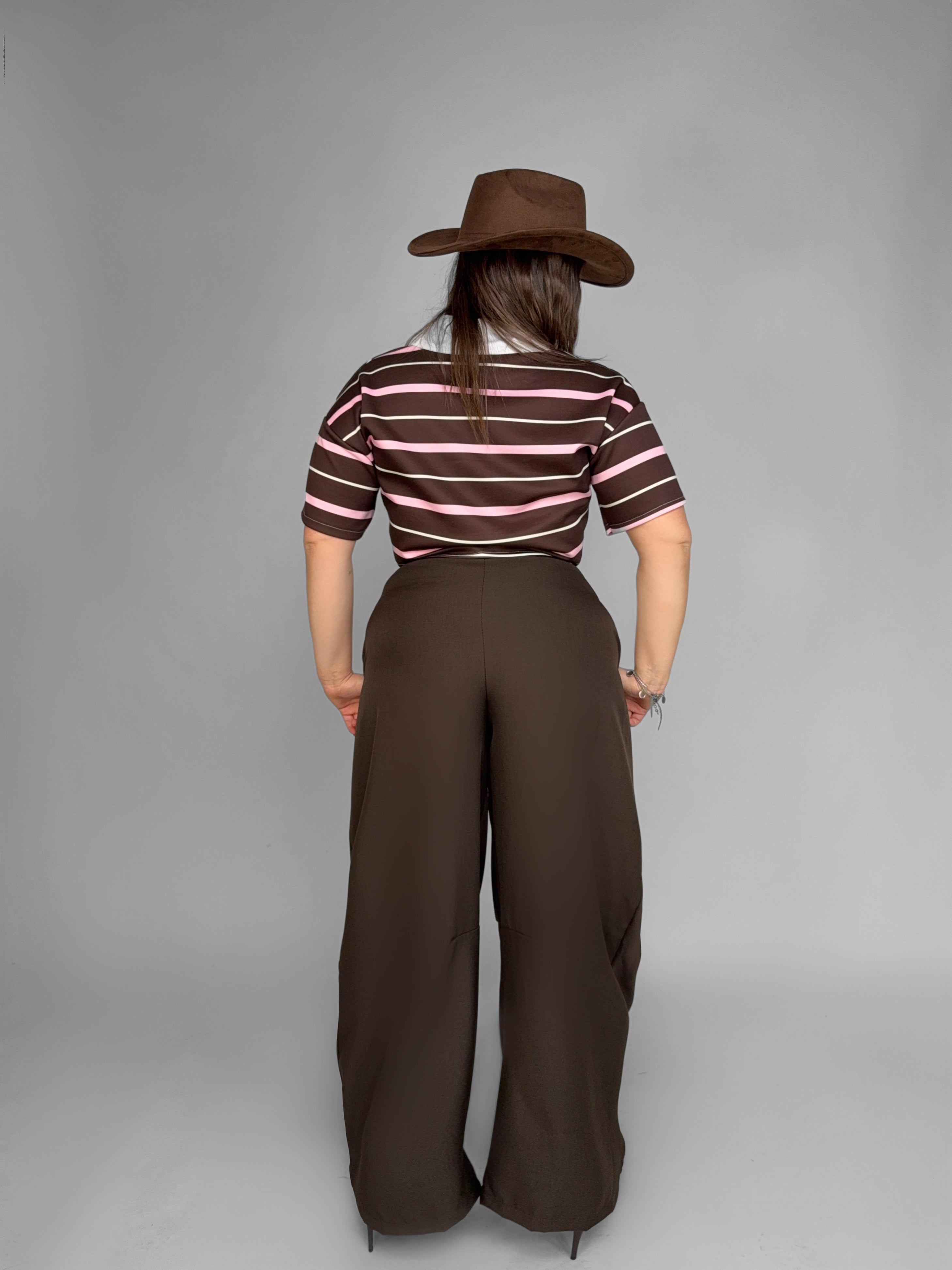 CURVY FIT - Pantalone Waist Chic-Brown