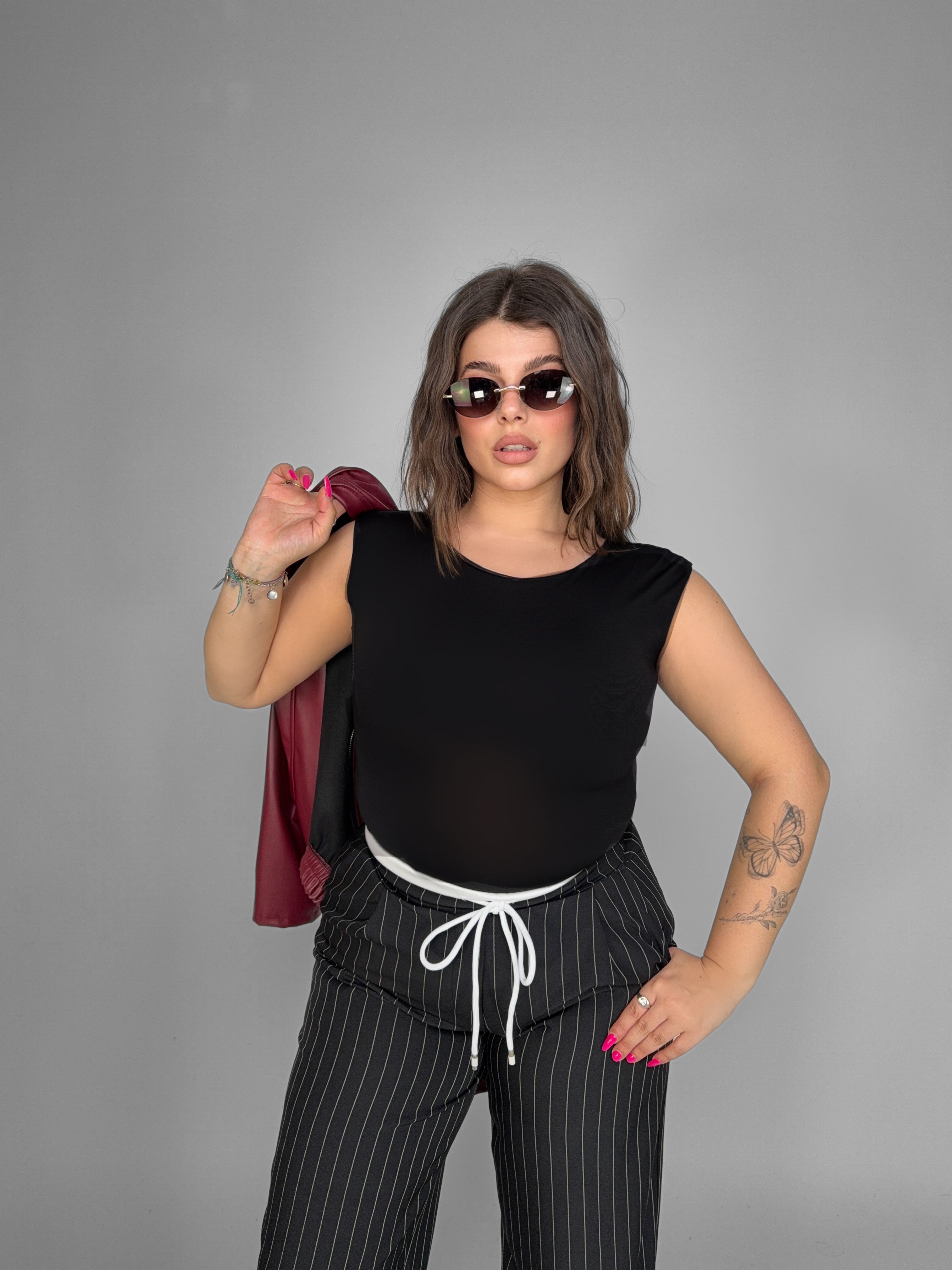 CURVY FIT - Active Strap Bodysuit - Black