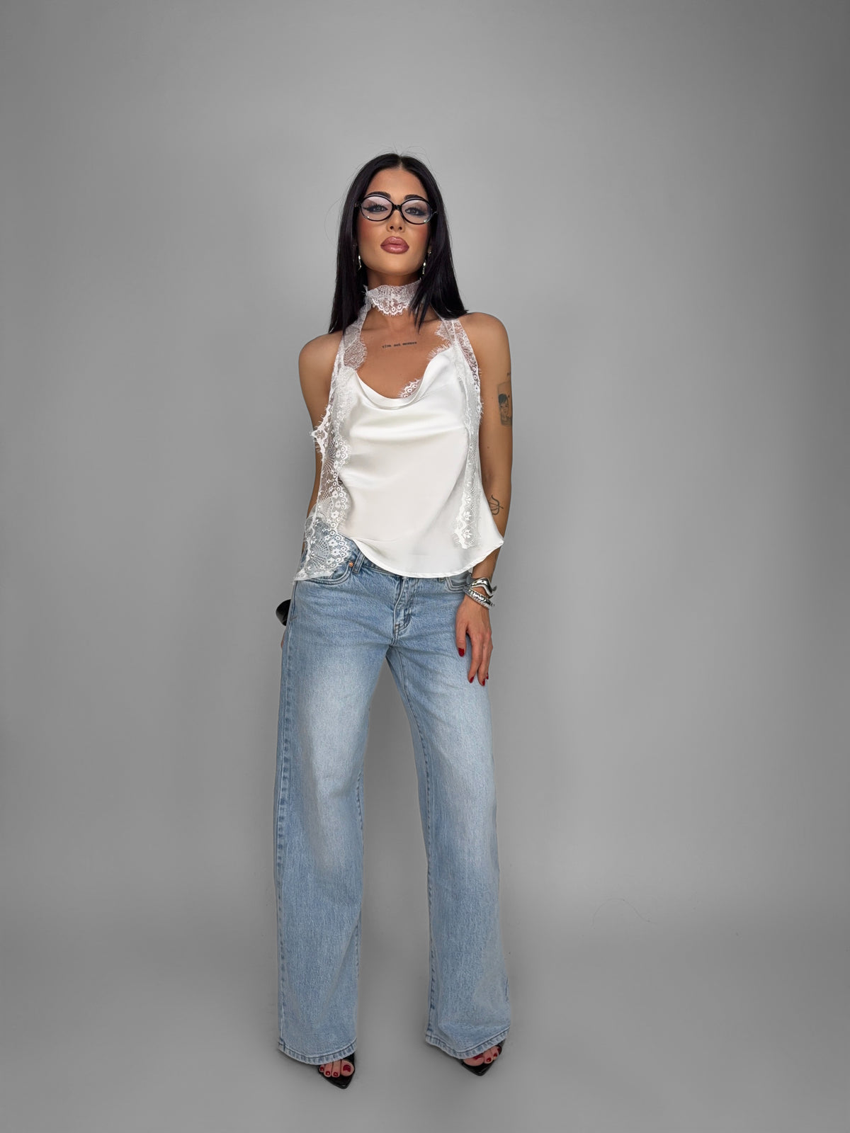 Total Look Satin Lace White