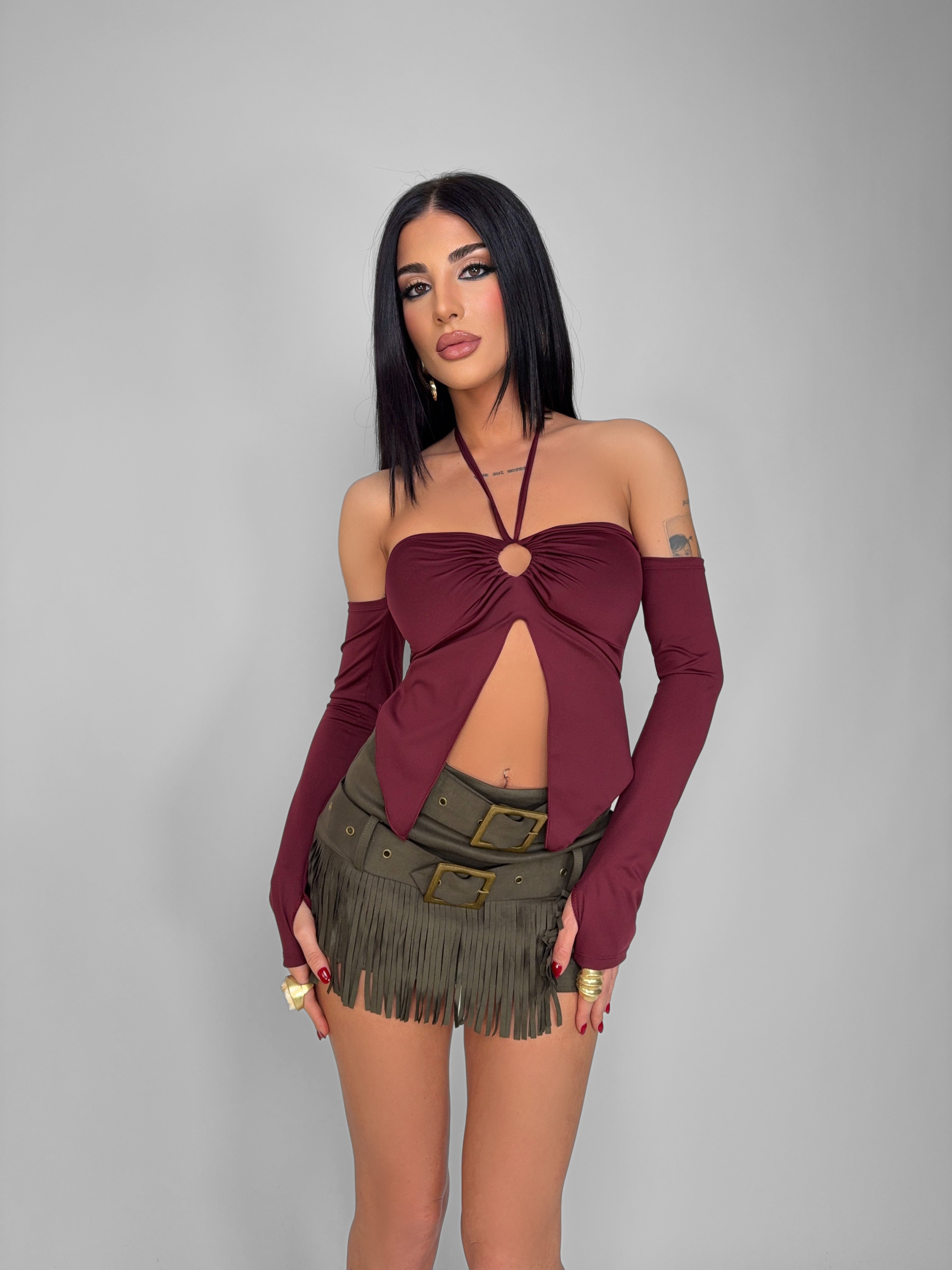 Top Iconic Hemline-Cherry Red