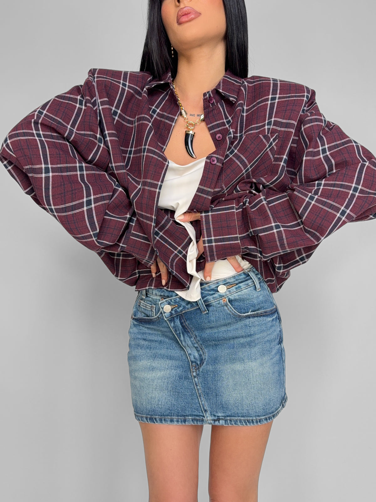Diagonal Denim Skirt