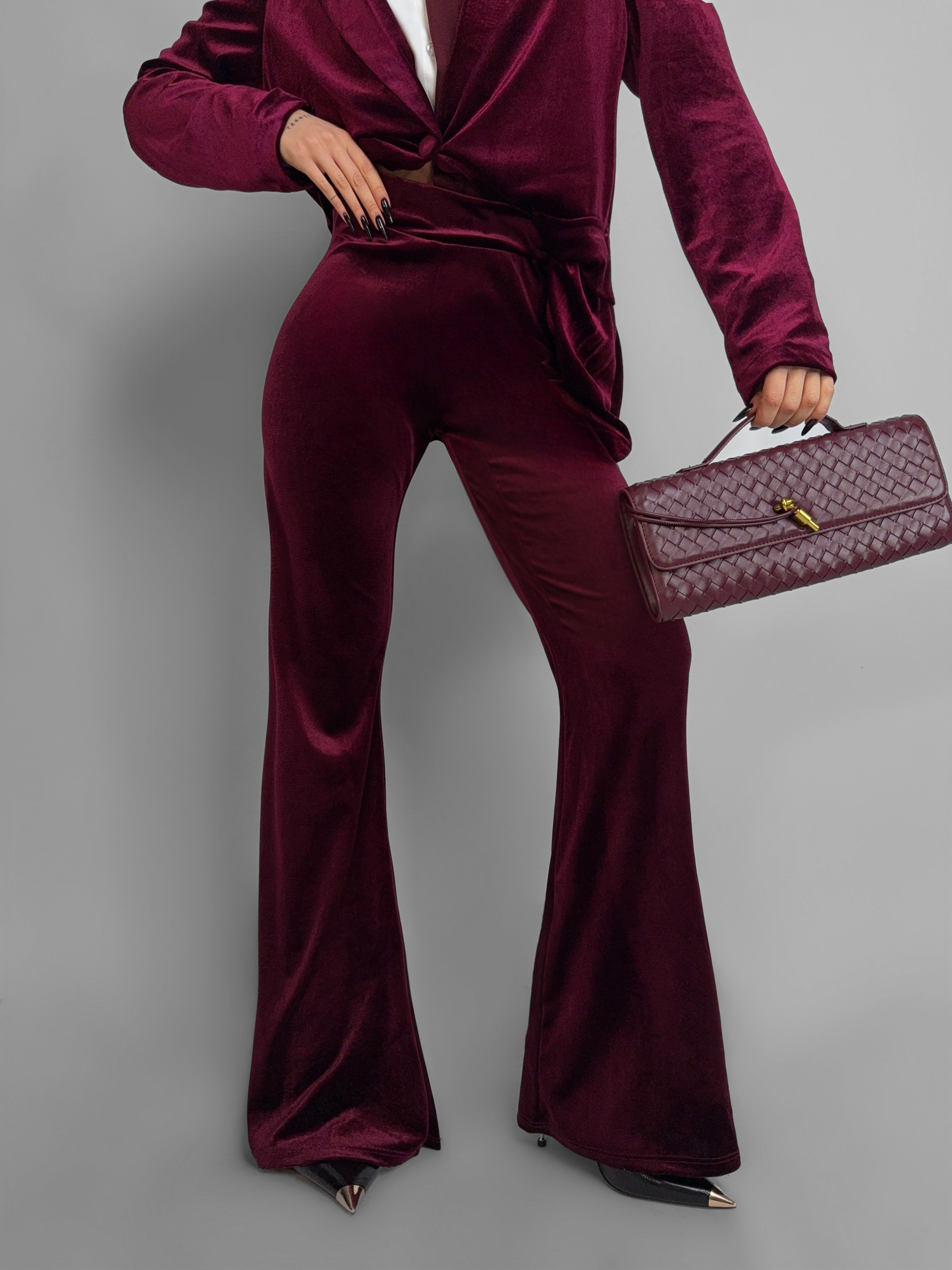 Velvet Panther Trousers - Cherry Red