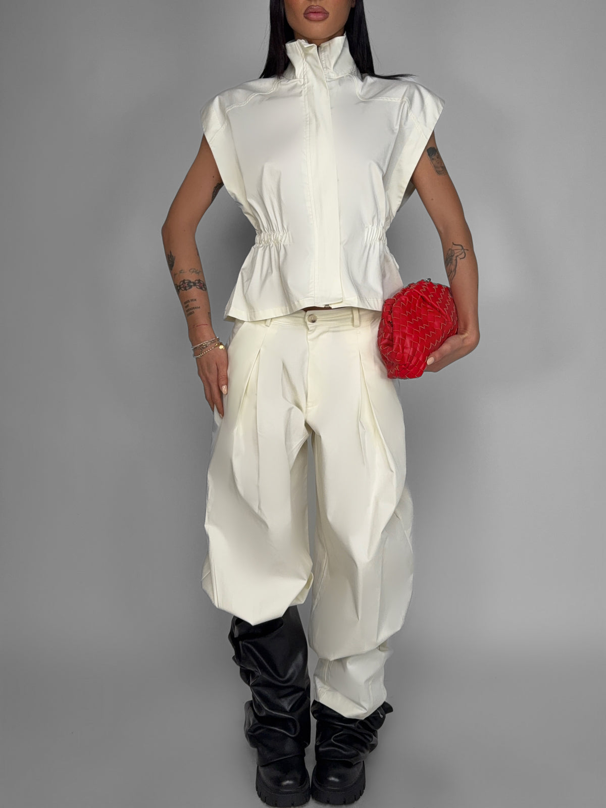 Cream Denim Suit