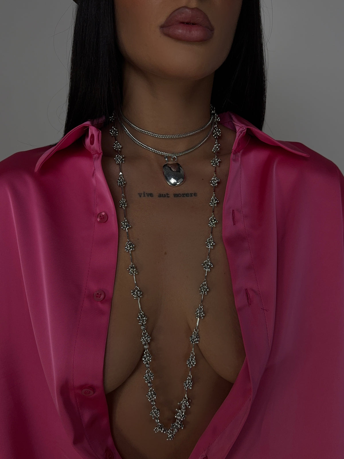 Floral Charm Necklace - Silver