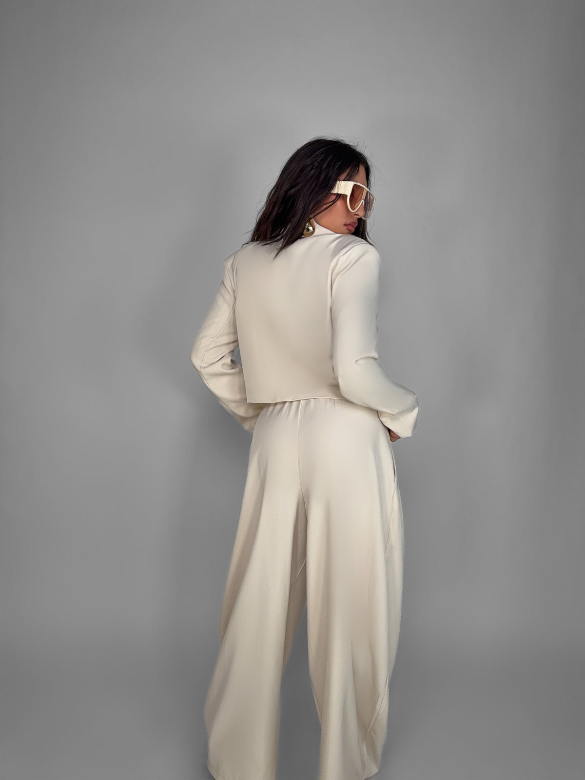 Blazer Fitted Crop-Beige