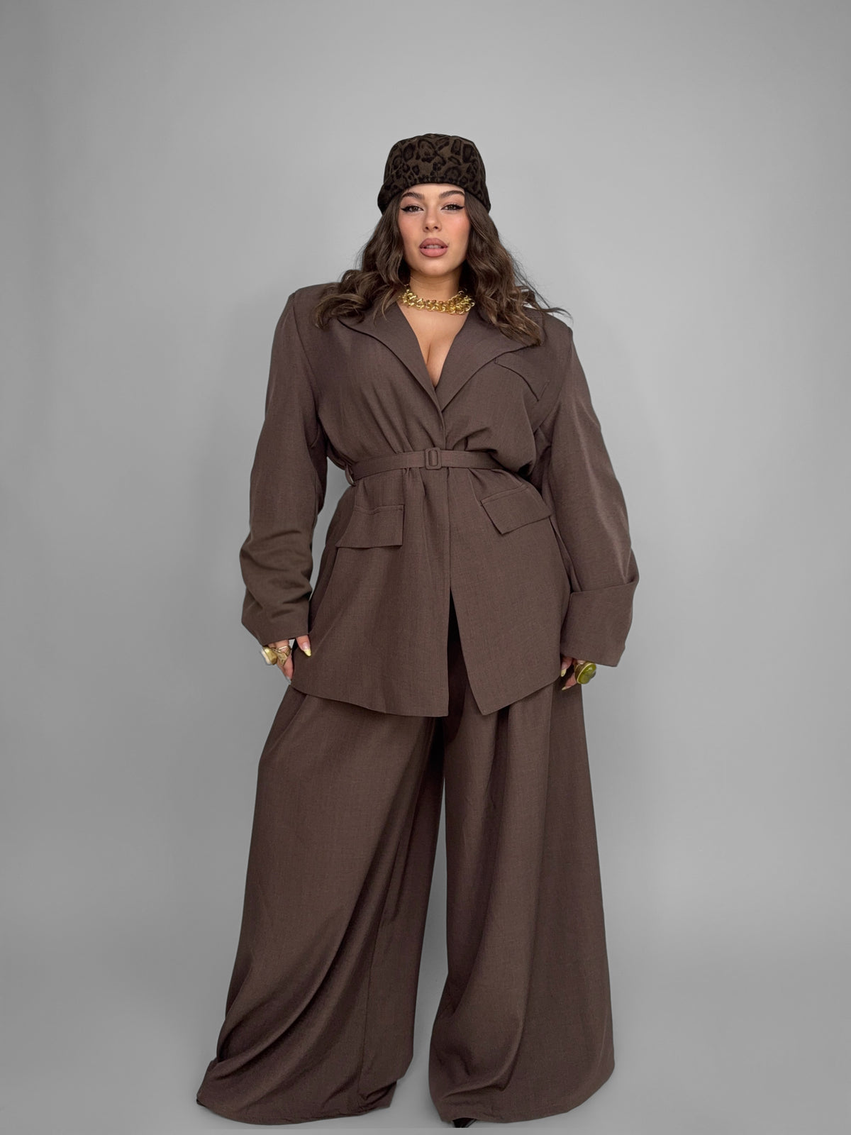 CURVY FIT - Completo Belted Icon-Brown