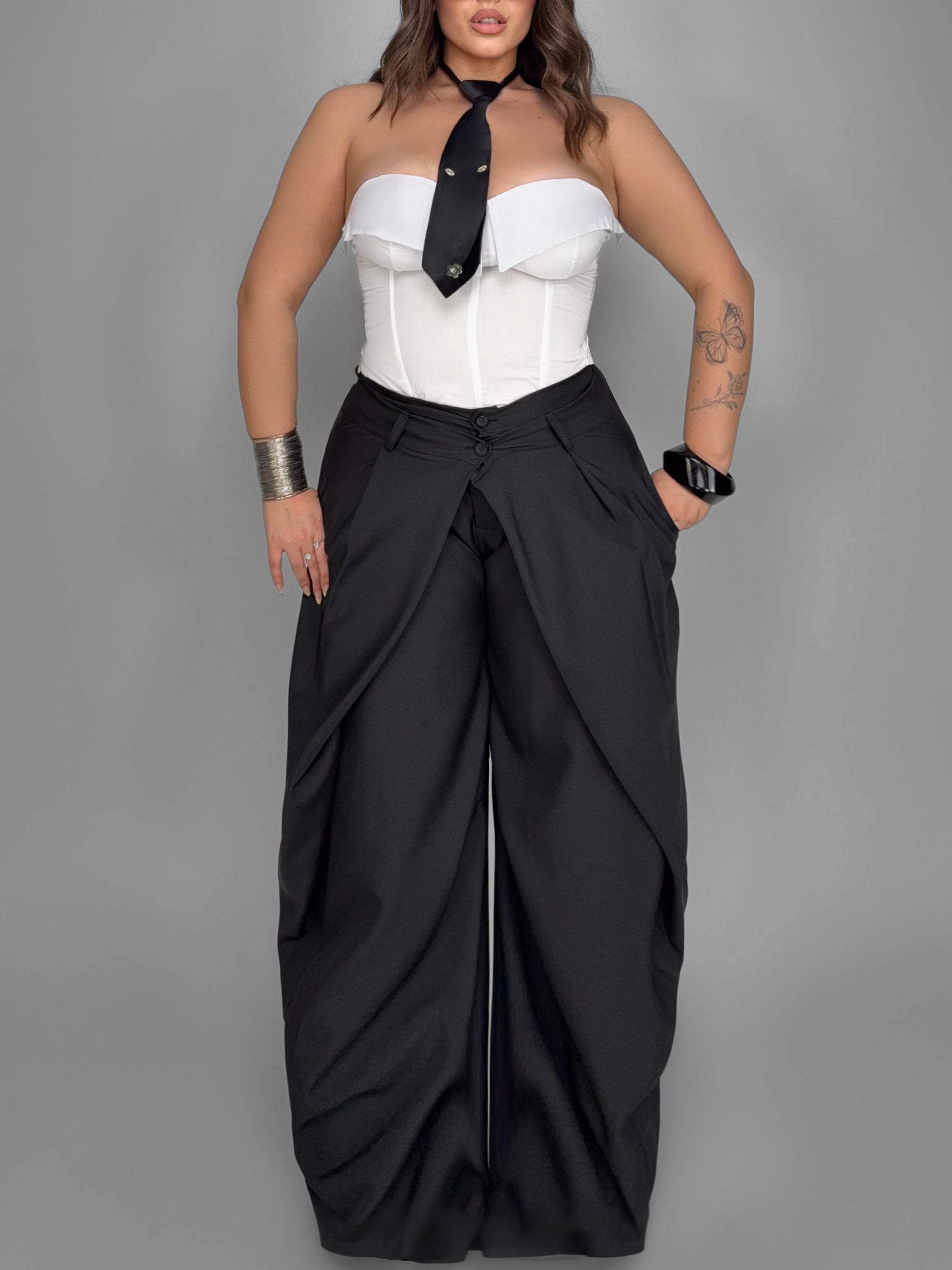 CURVY FIT - Pantalone Waist Chic-Black
