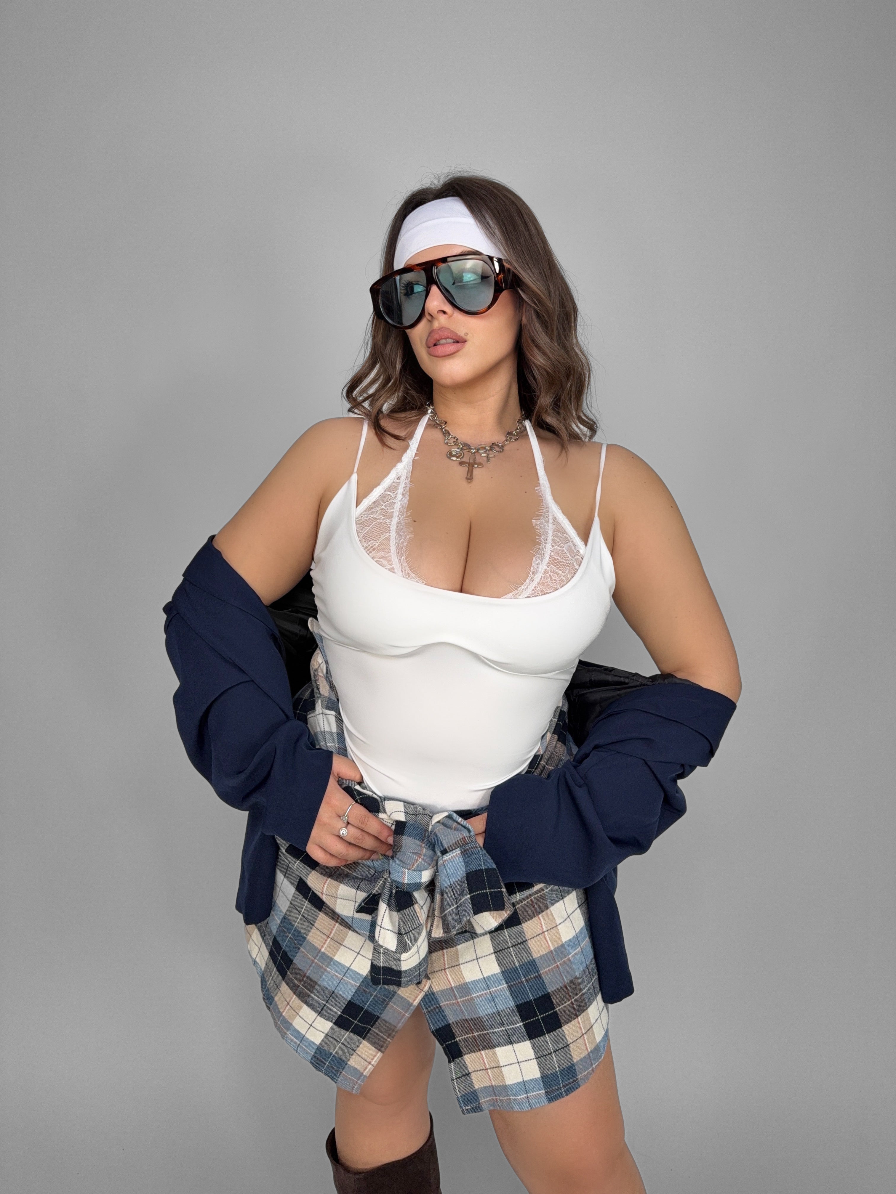 CURVY FIT - Body Hidden Lace-White