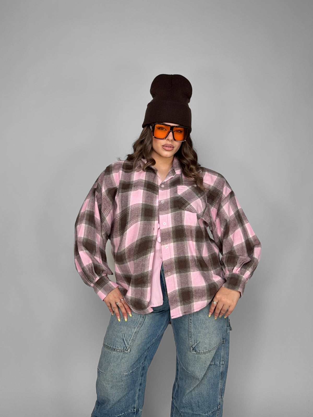 CURVY FIT - Urban Plaid-Pink Shirt