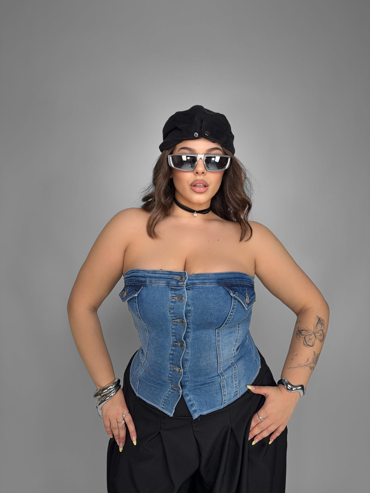 CURVY FIT - Boxy Denim Top