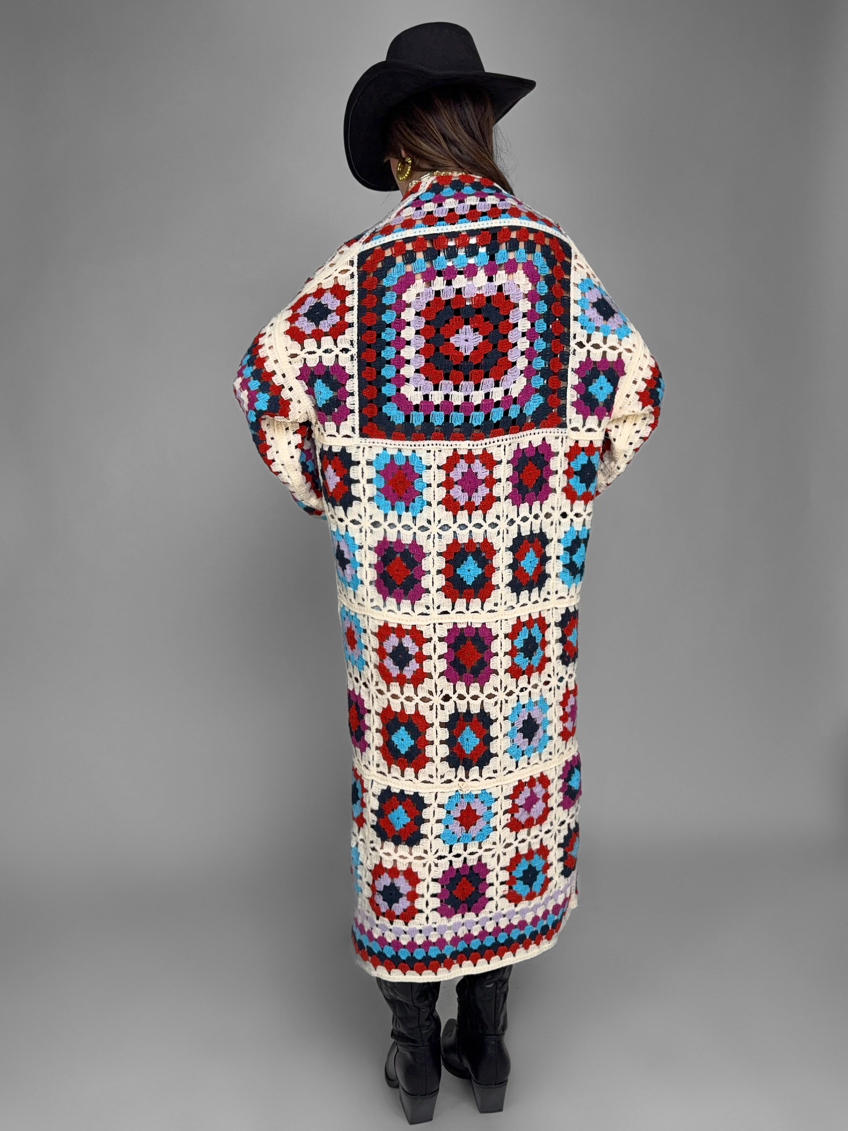 Maxi Tribal Crochet Cardigan