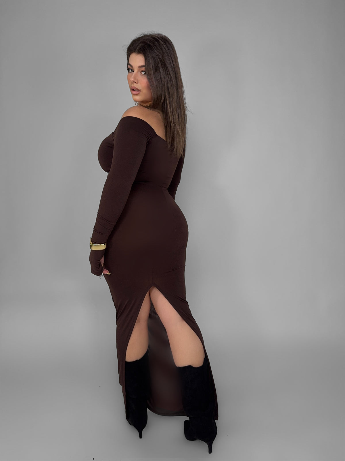 CURVY FIT - Abito Luxe Off-Brown