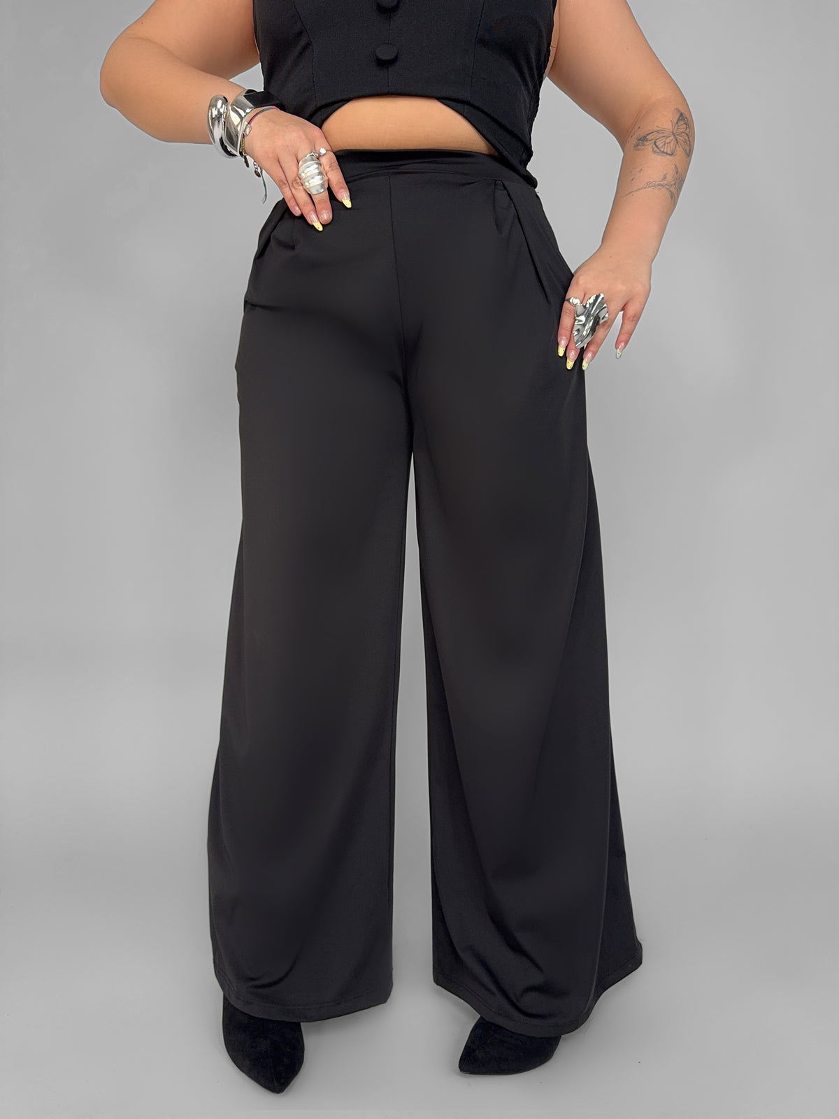 CURVY FIT - Soft Touch Trousers - Black