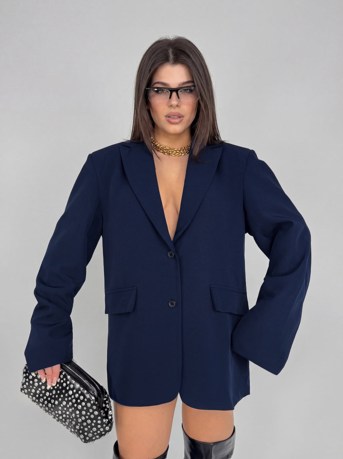 CURVY FIT - Blazer Le Boy -Blue