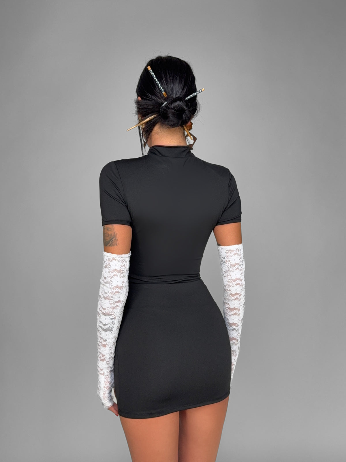 Oriental Silk Dress - Black