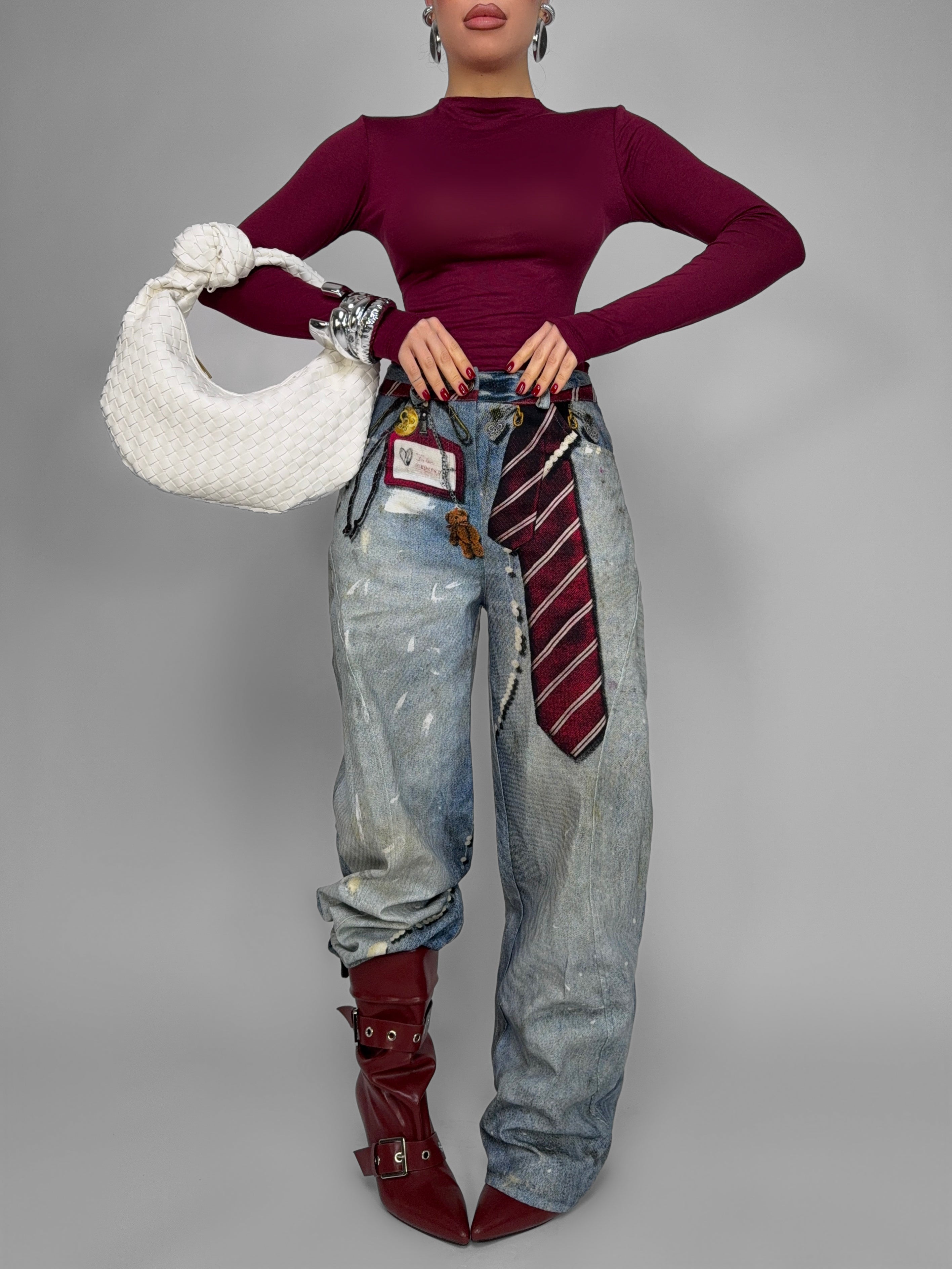 Denim Tie Jeans