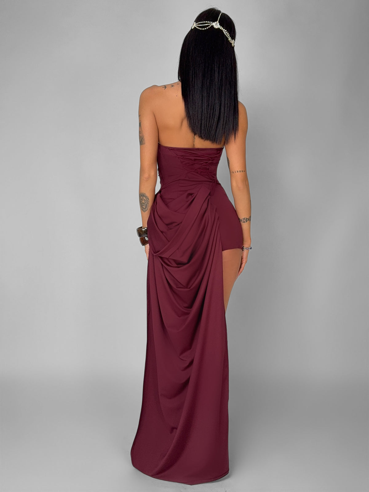 Abito Draped Silhouette-Cherry Red