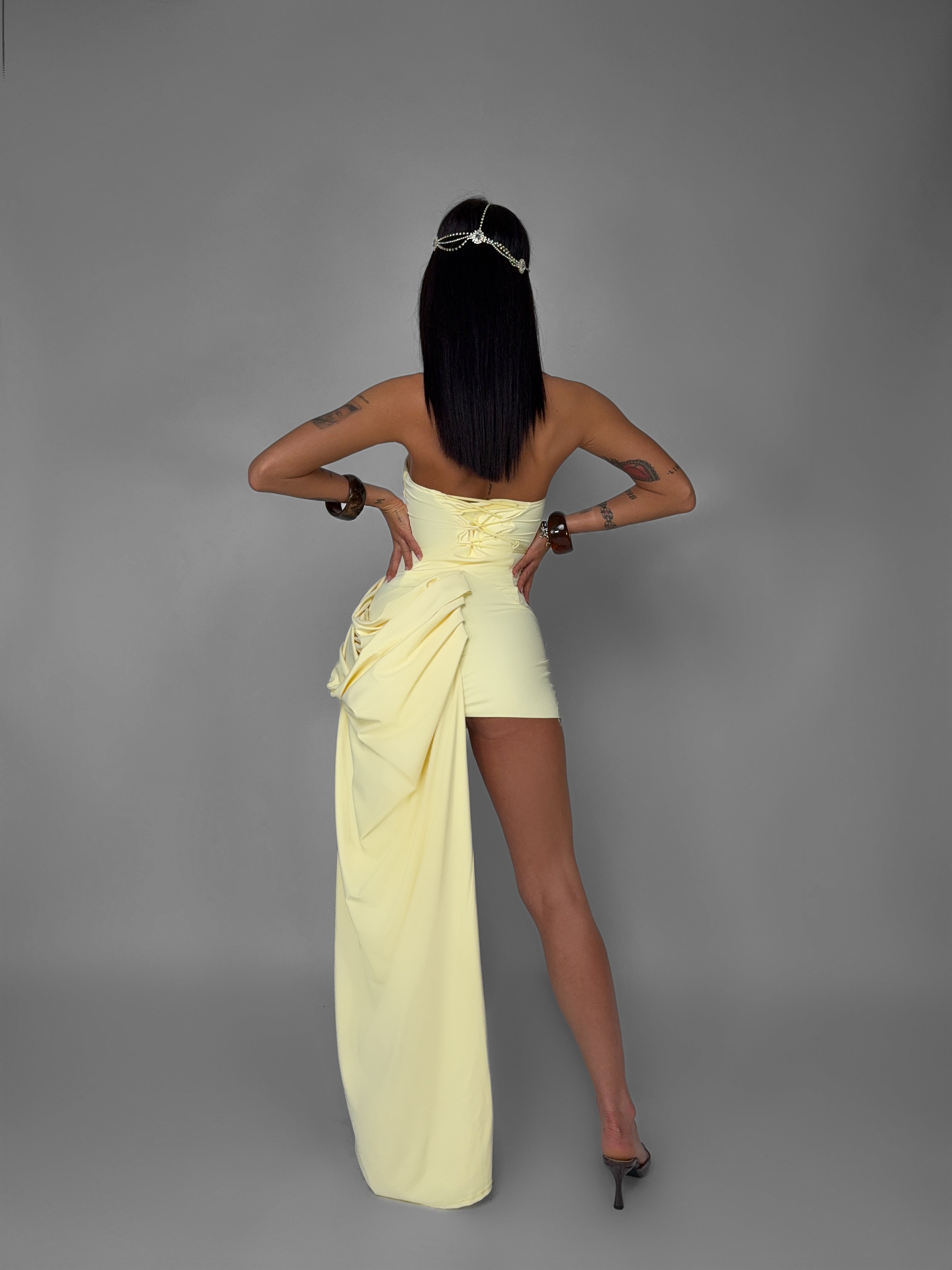 Abito Draped Silhouette-Yellow