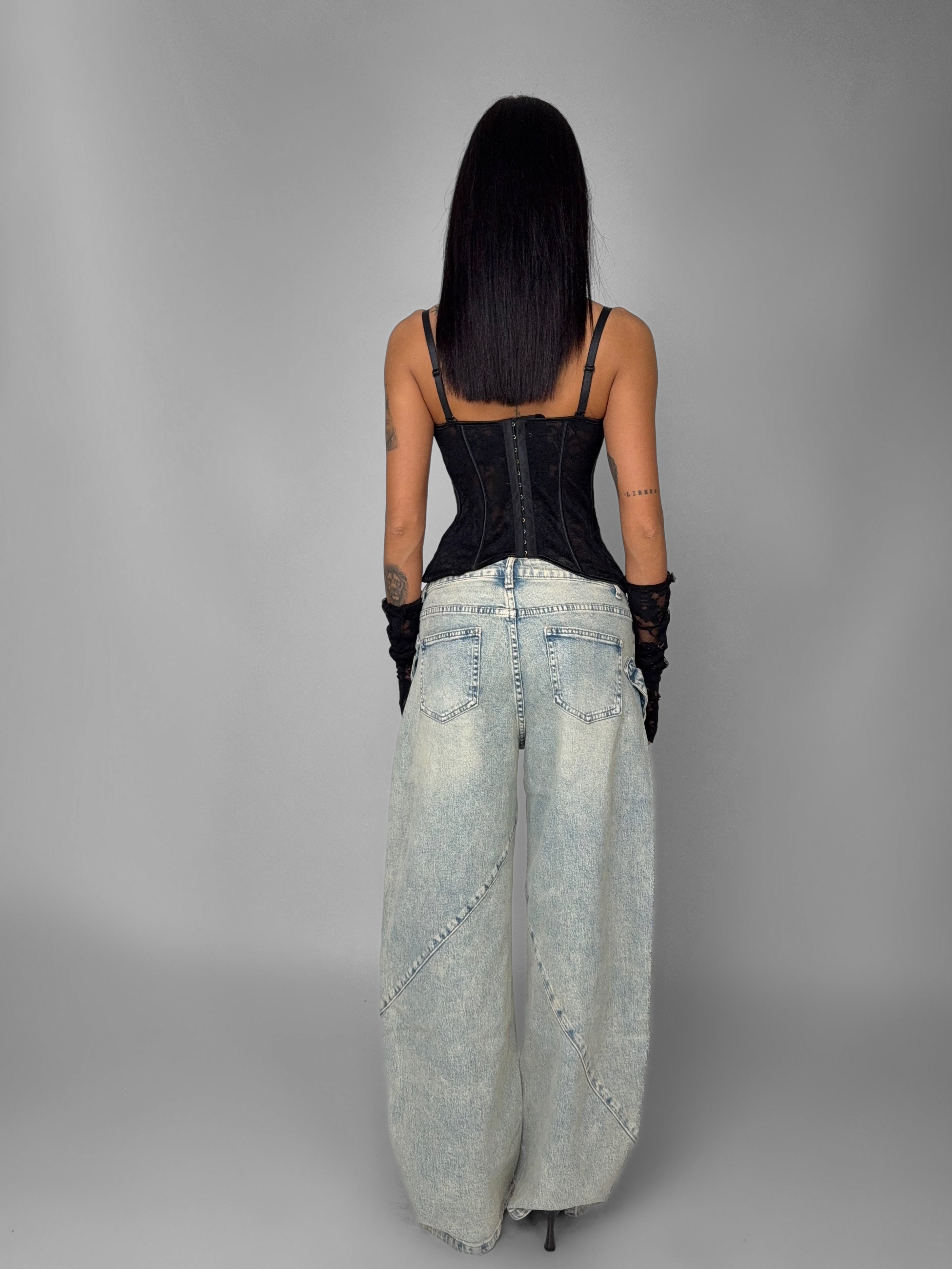 Corset Petal Lace-Black