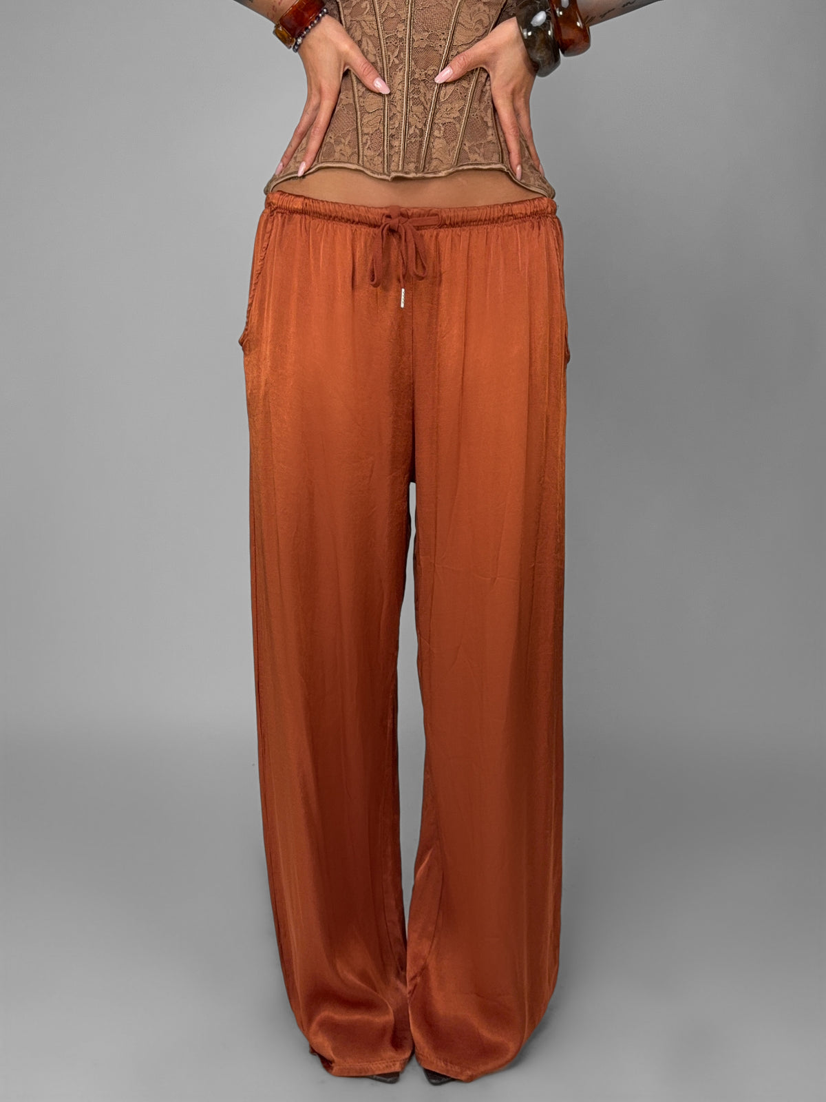 Pantalone Satin Palazzo-Ruggine