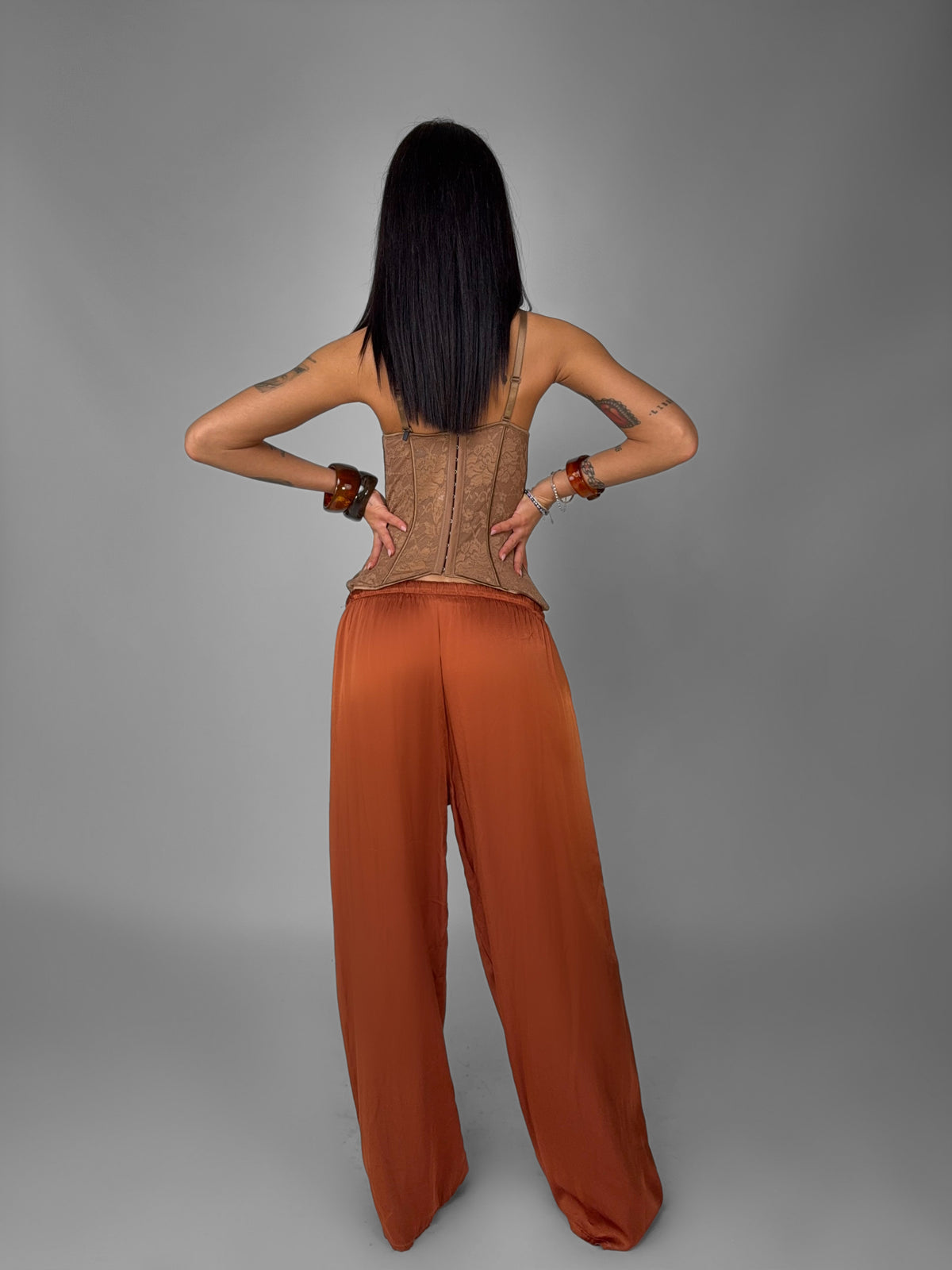 Pantalone Satin Palazzo-Ruggine