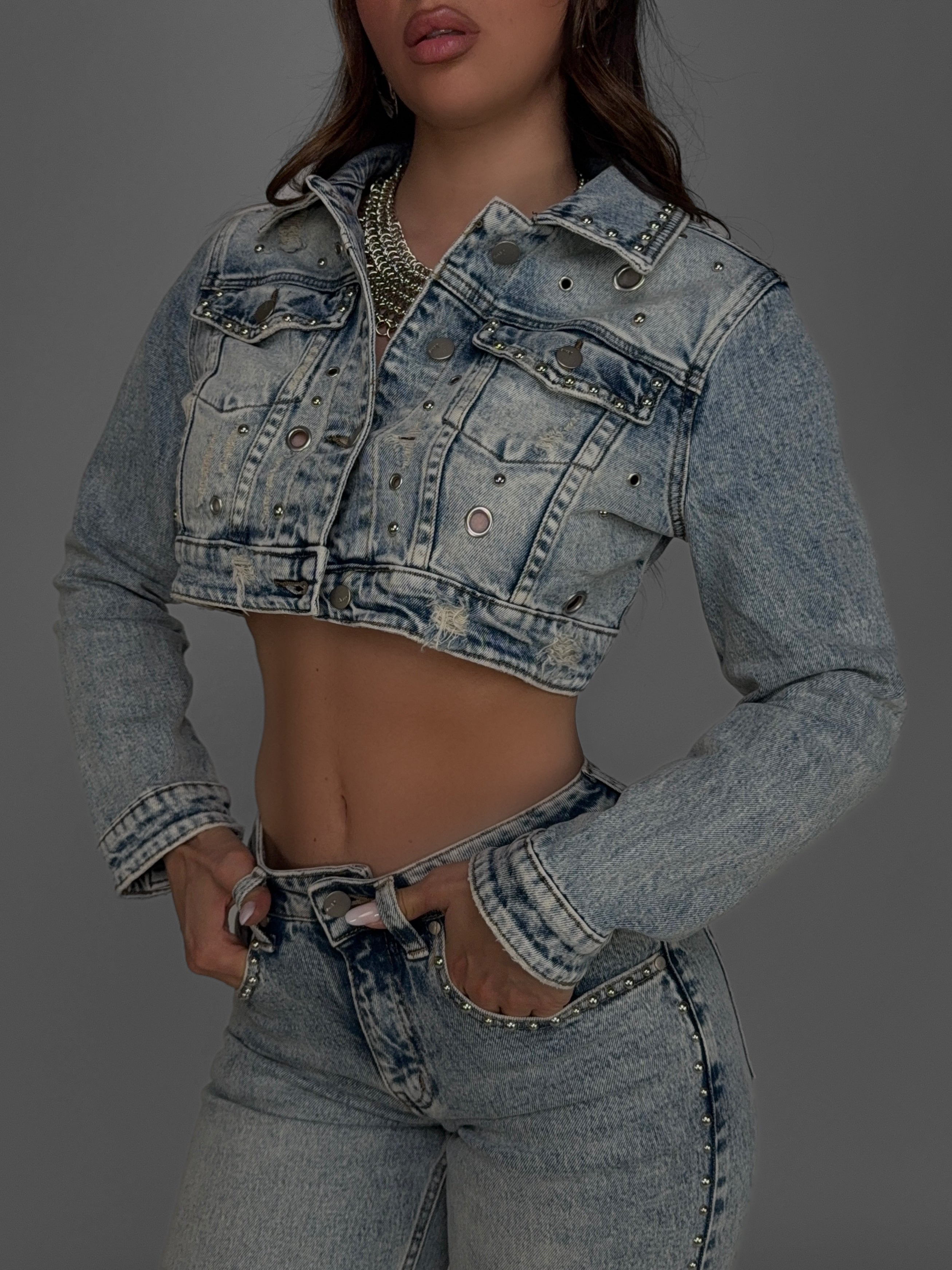 Giacca Stud Line-Denim