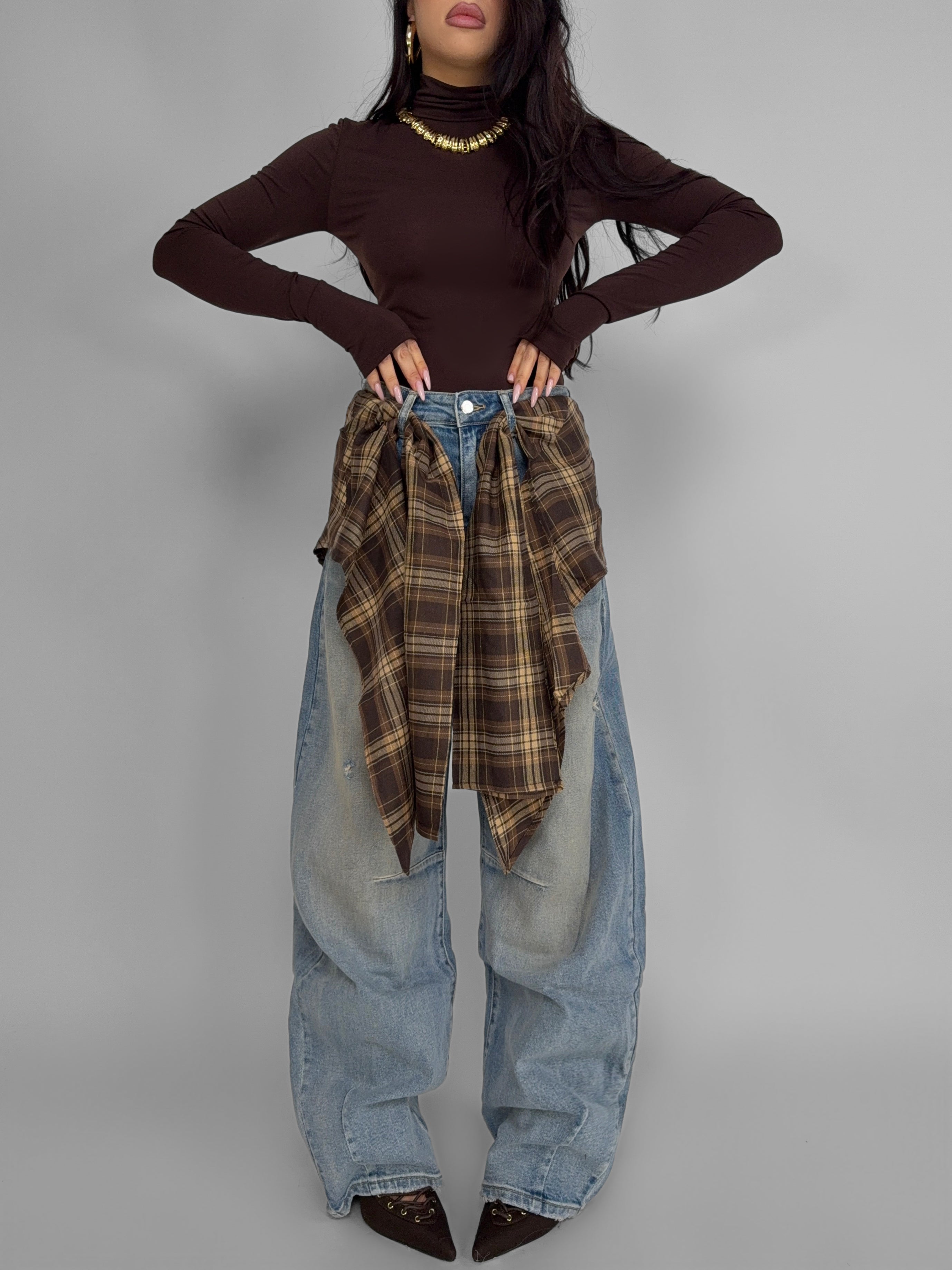 Jeans Plaid Combo
