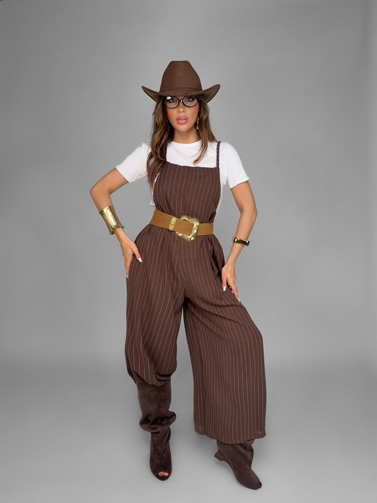 Salopette Pinstripe-Brown