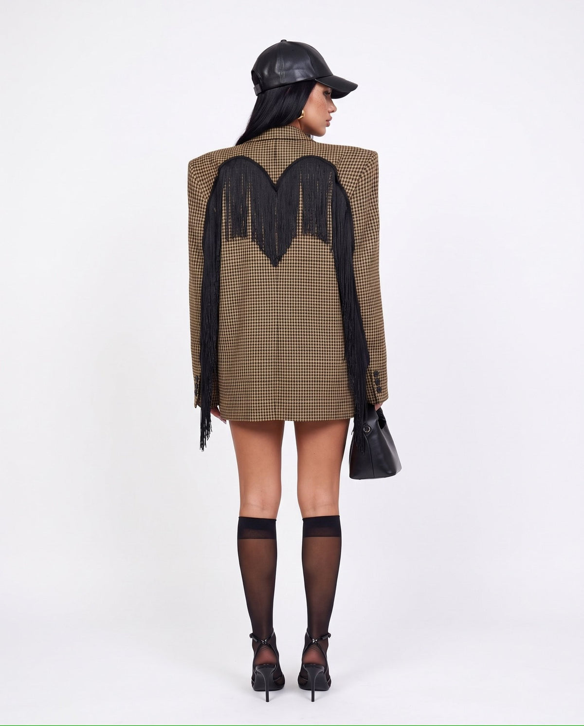 Giacca Check Fringe-Beige