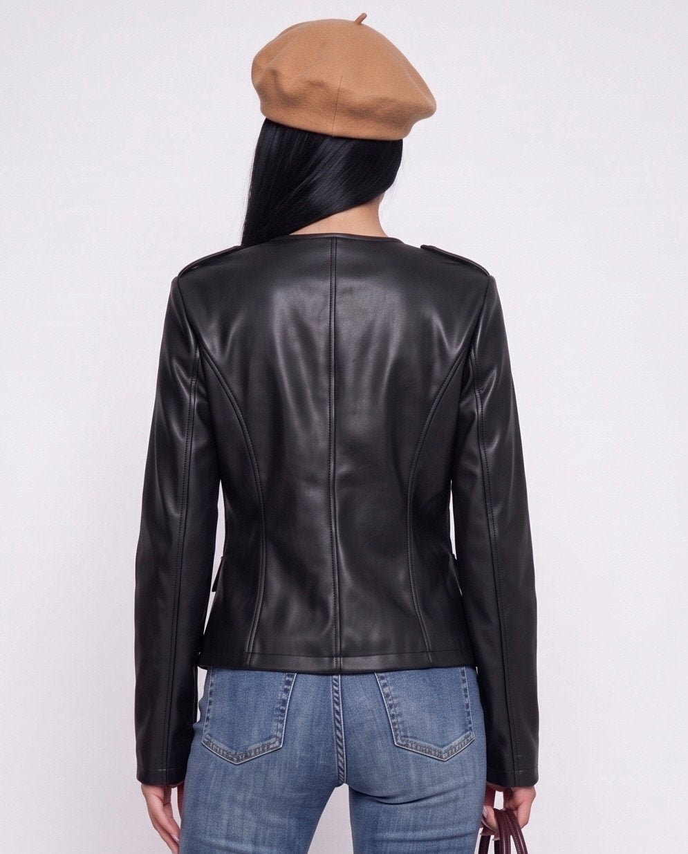Giacca Leather Button-Black