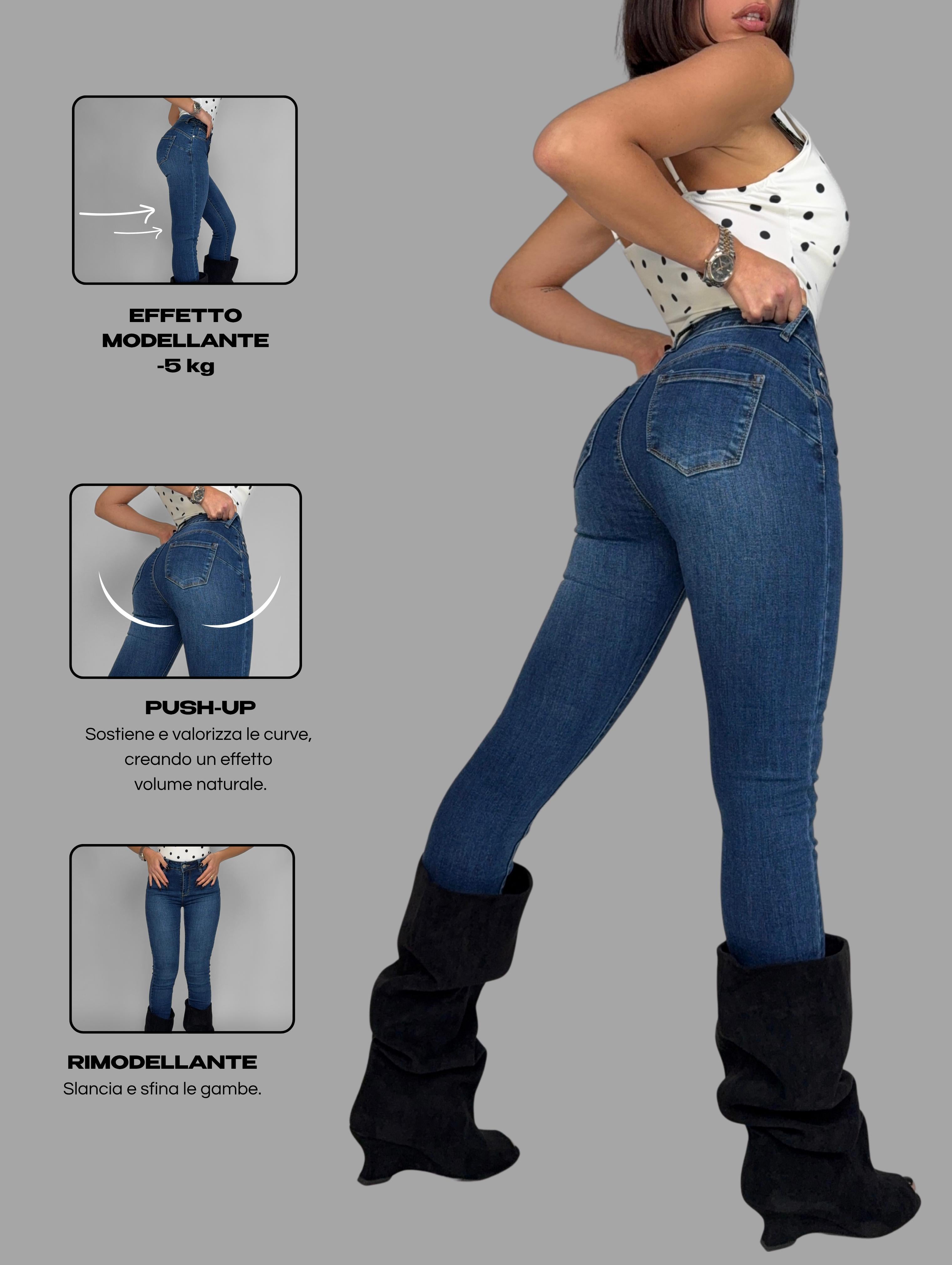 Miracle Push Up Jeans -5KG - Navy Blue