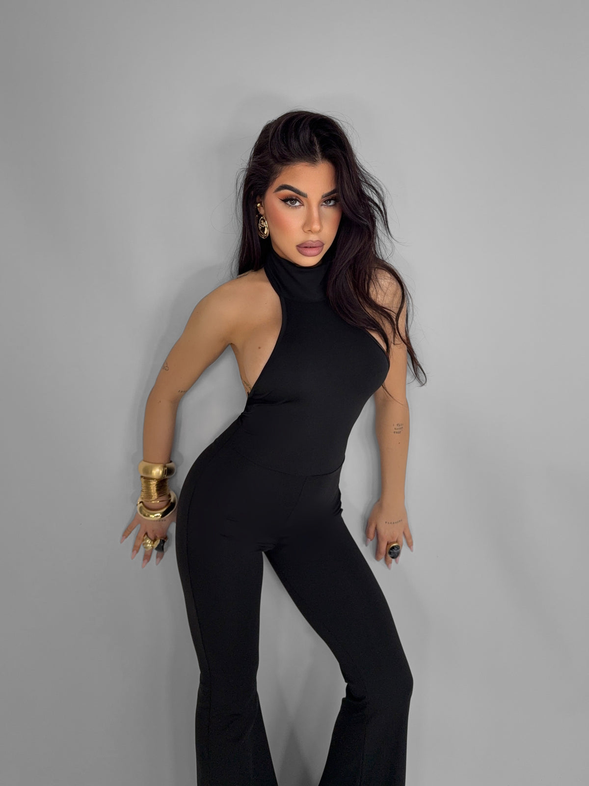 Halter Jumpsuit-Black