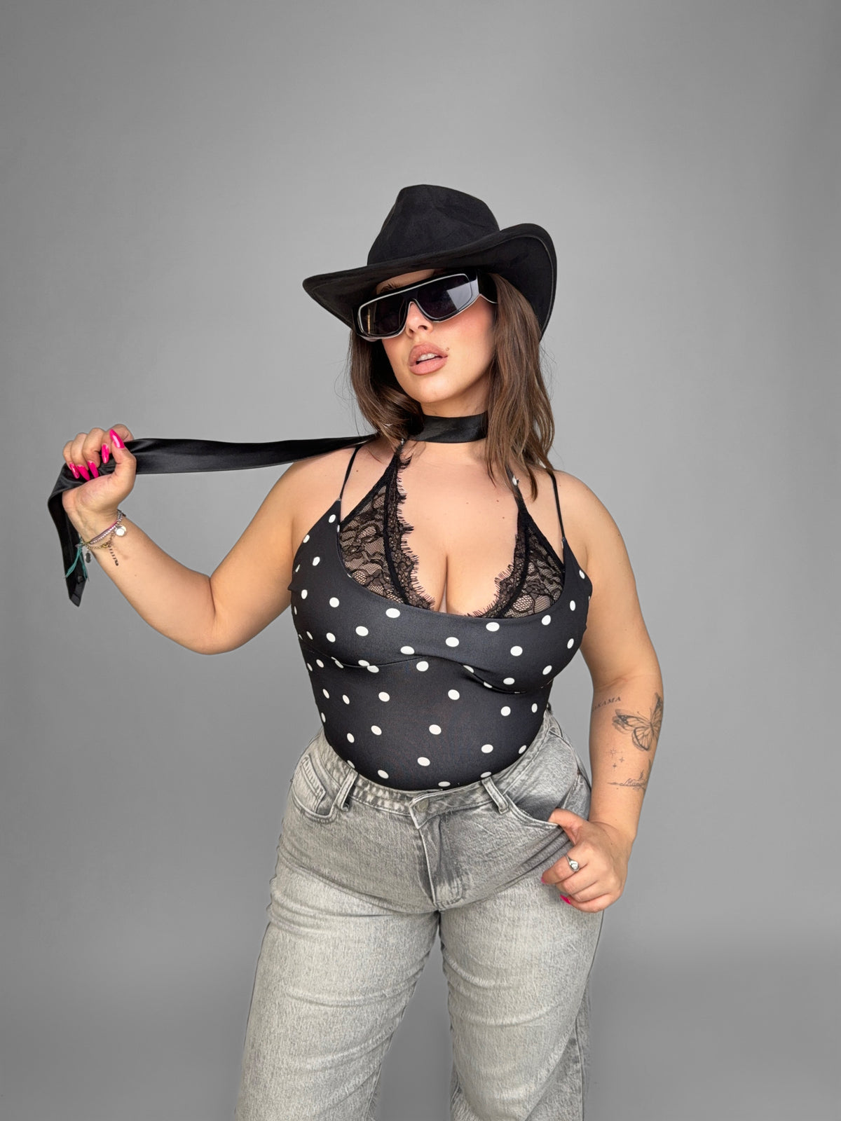 CURVY FIT -Body Lace Illusion-Black