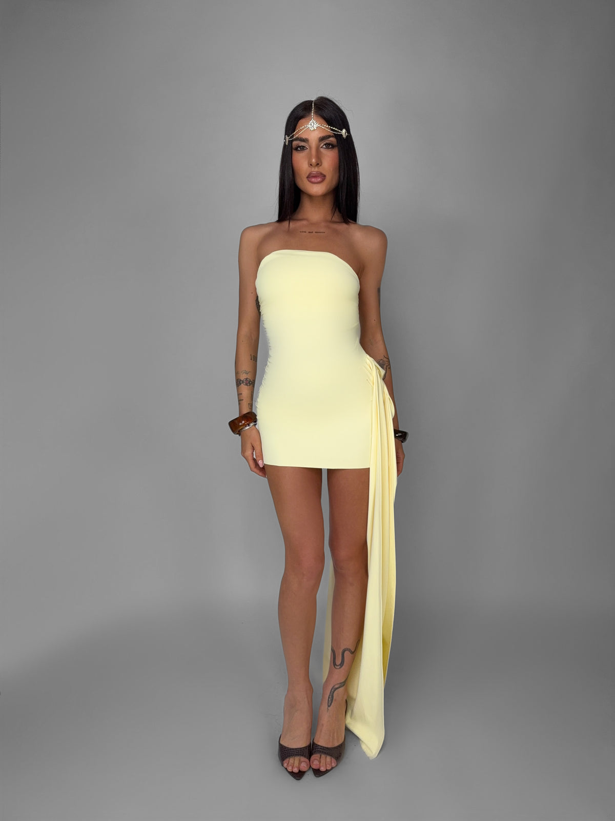 Abito Draped Silhouette-Yellow