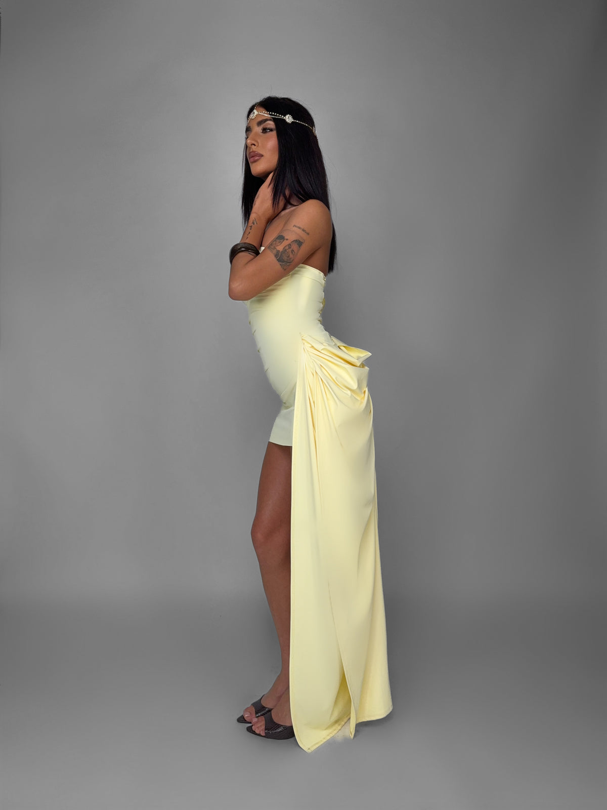 Abito Draped Silhouette-Yellow