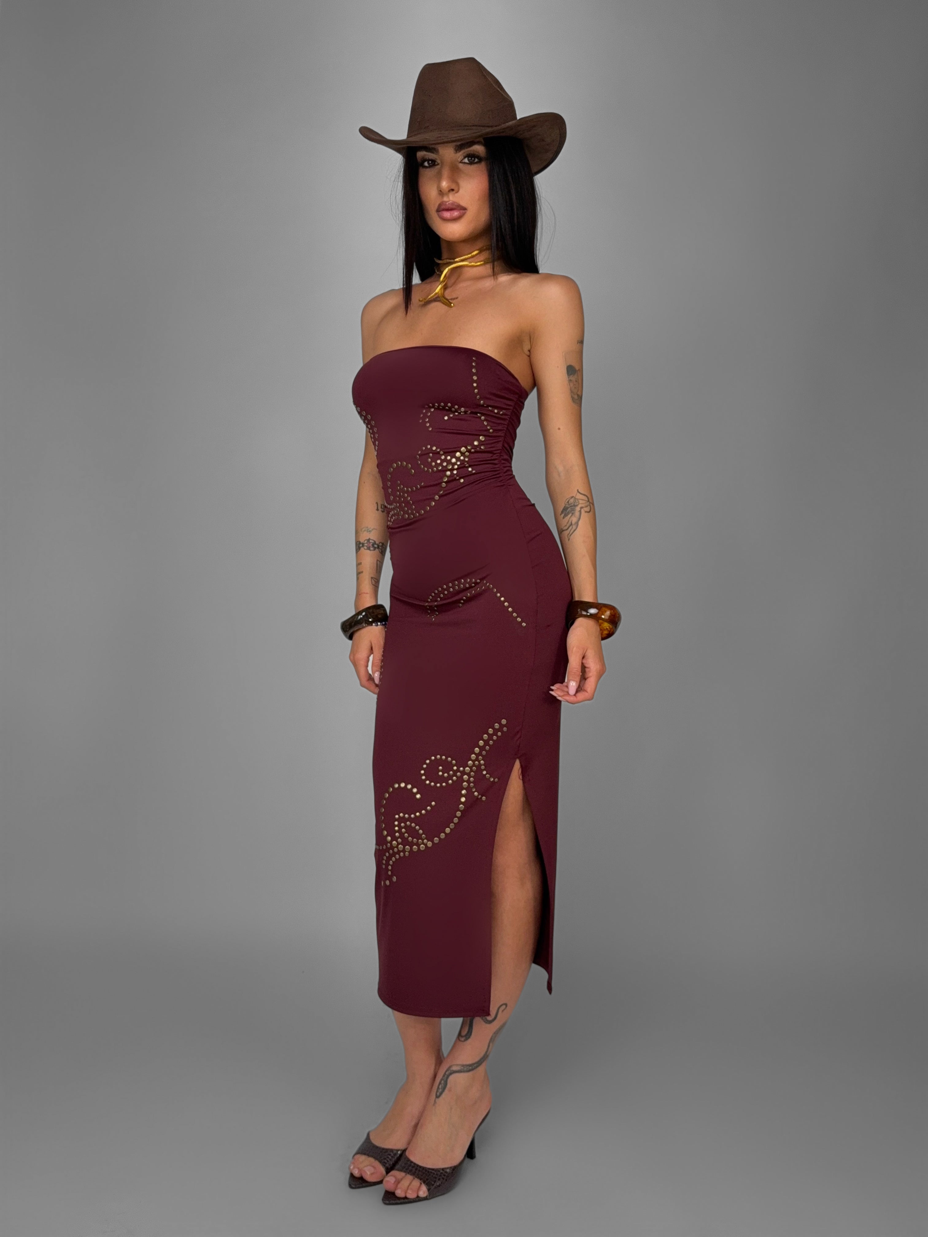 Abito Luxe Golden-Cherry Red