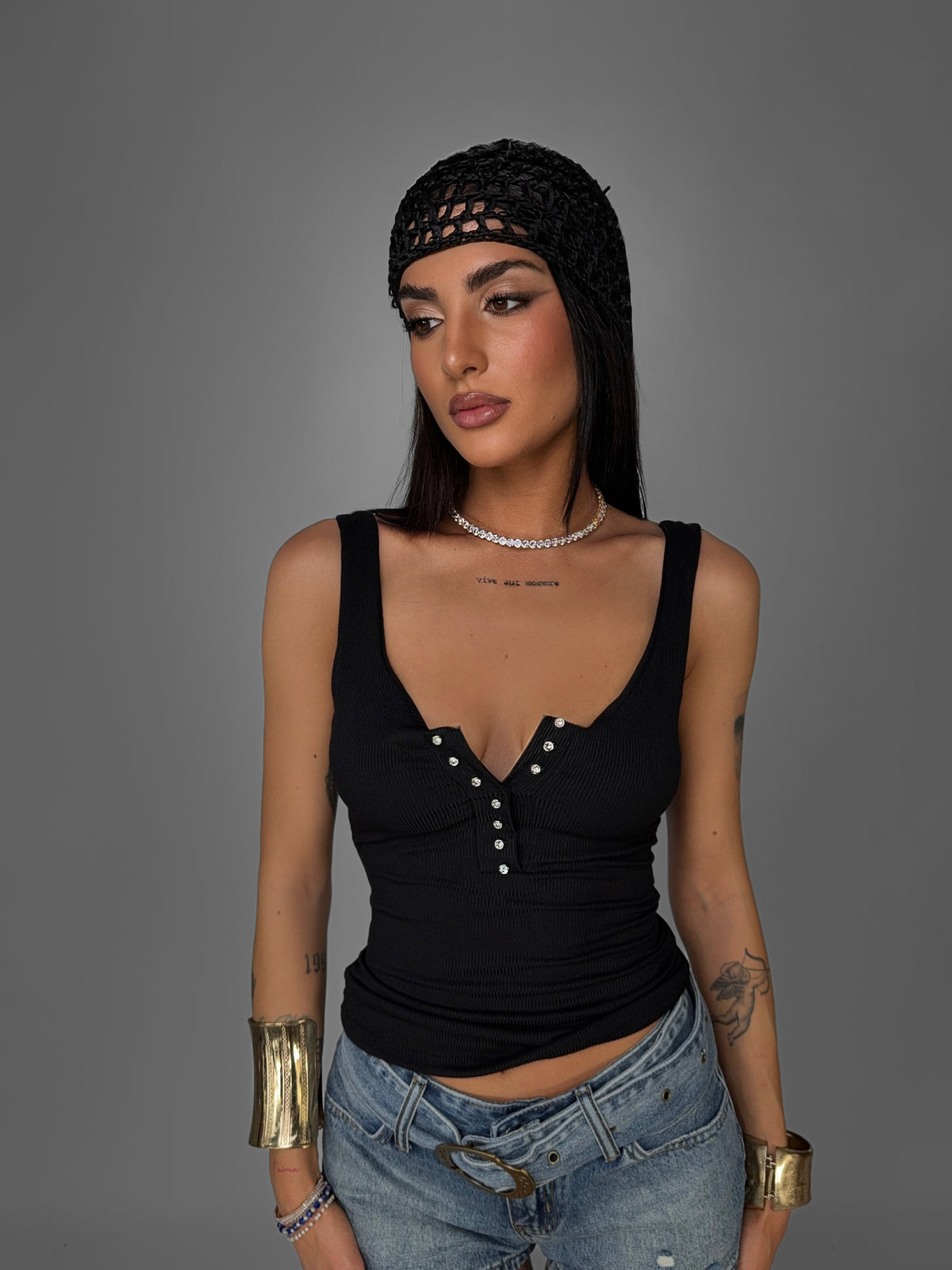 Top Sparkle Front-Black