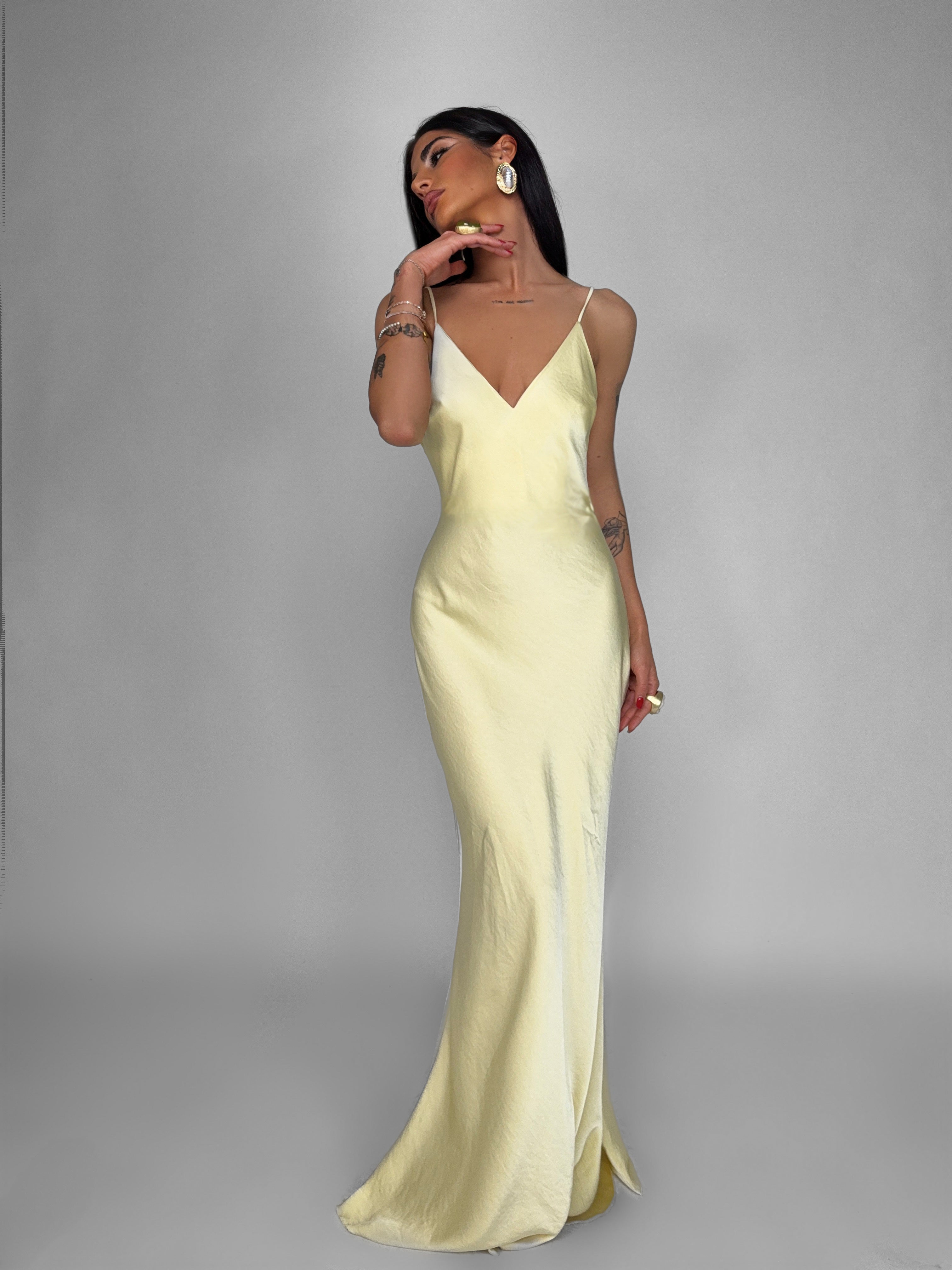 Abito Satin Simple-Yellow