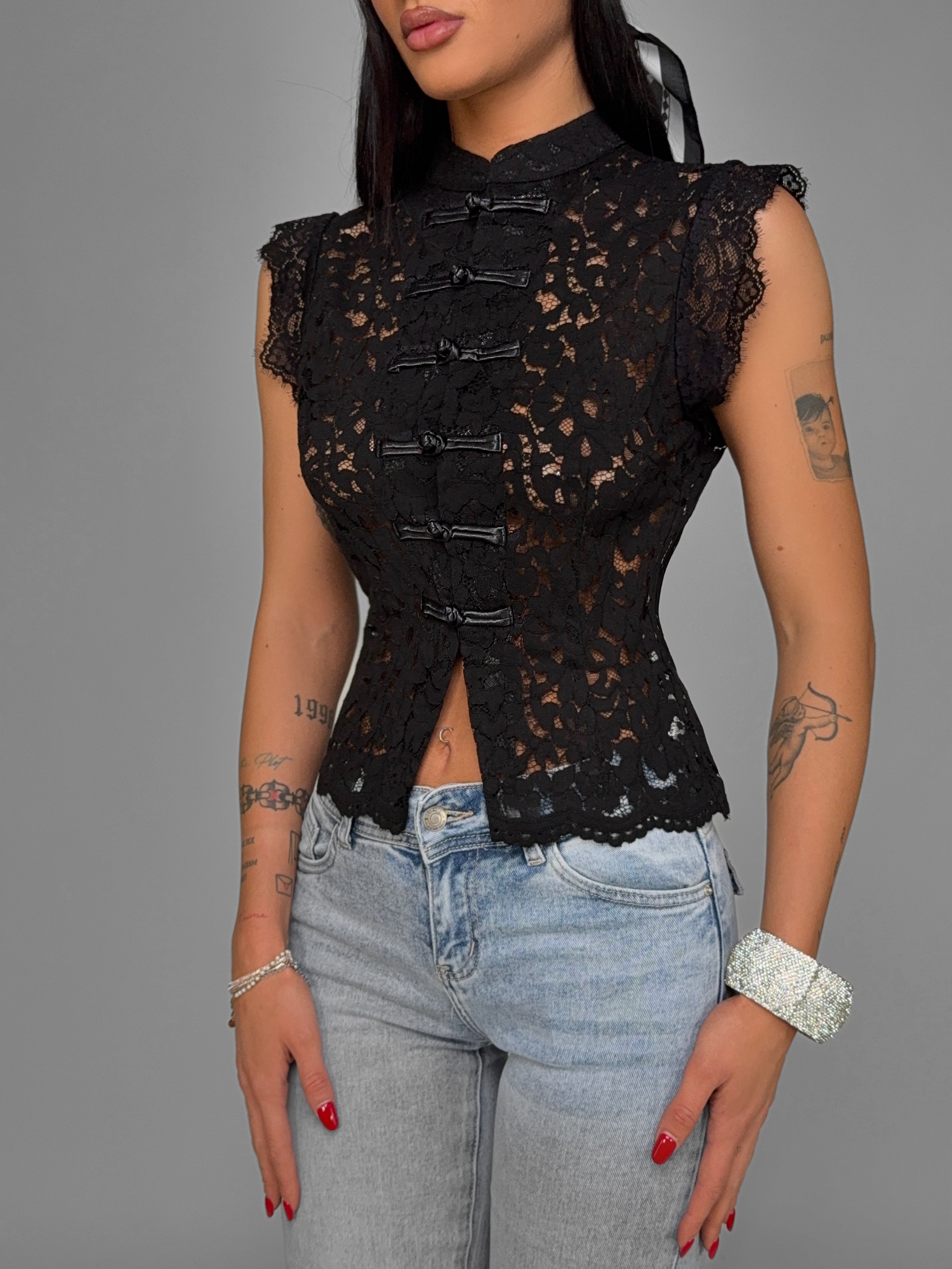Top Oriental Lace-Black