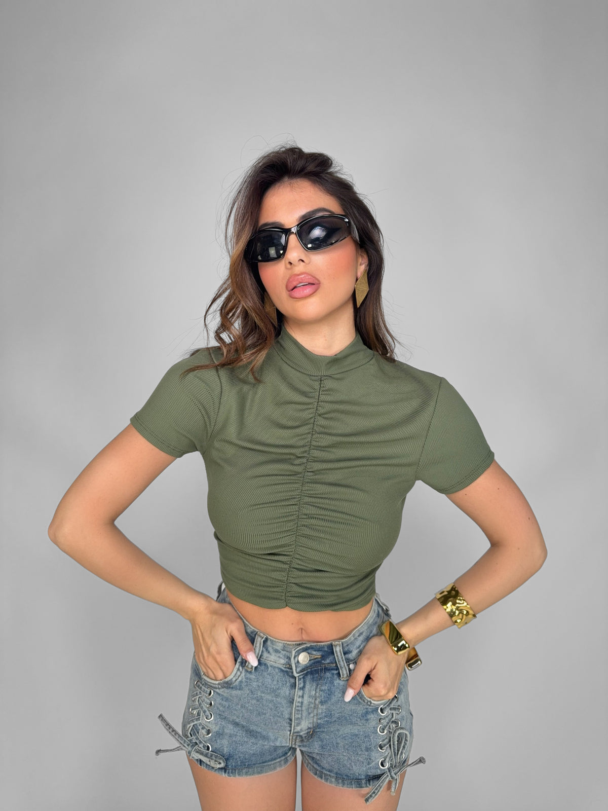 Top Front Twist-Green