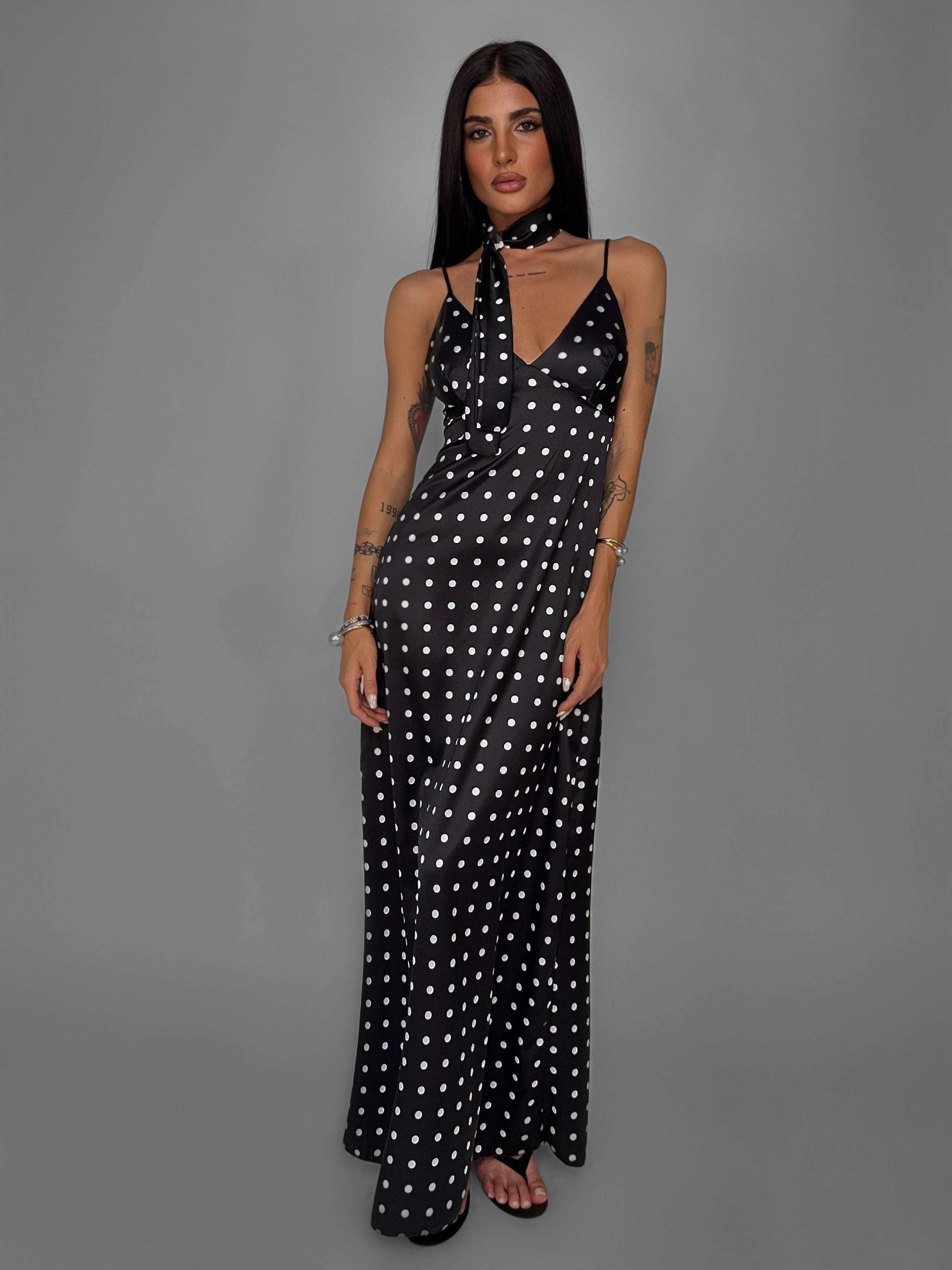 Abito Polka Dot Shiny-Black