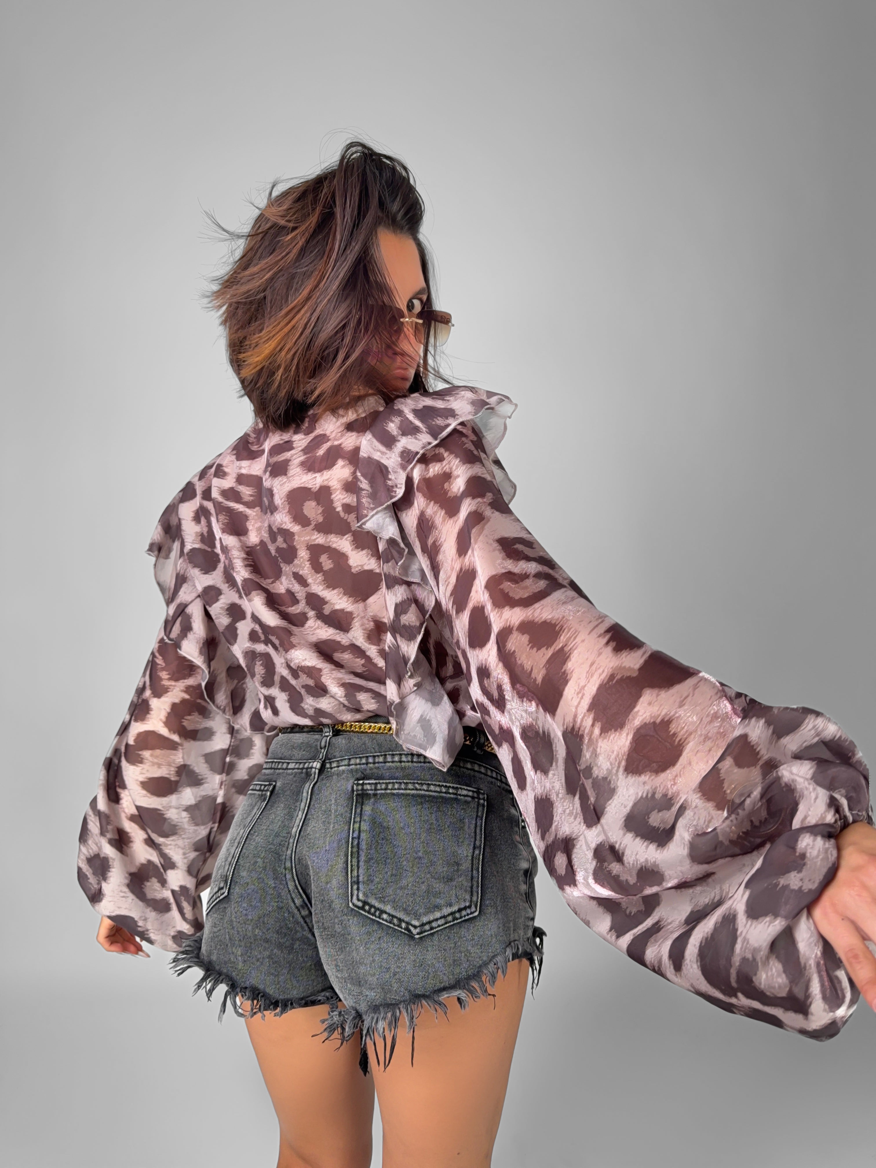 Camicia Frilled Leopard