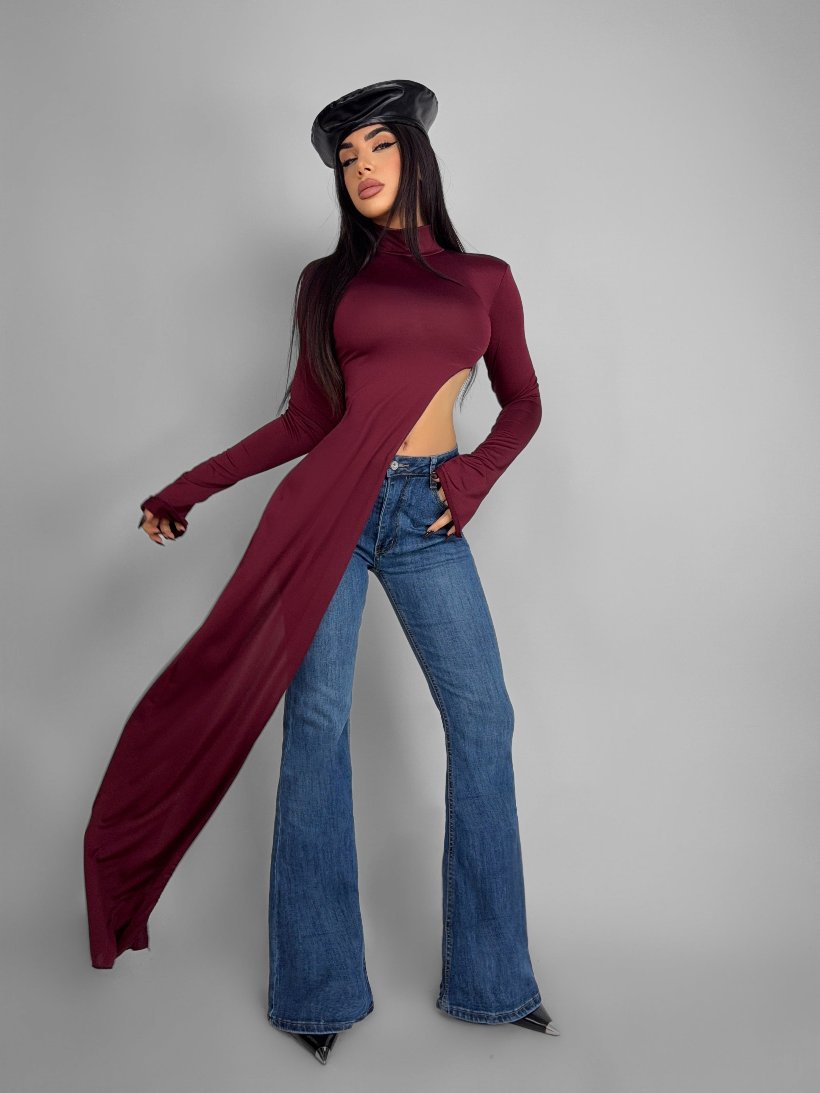 Asymmetrical Jumper - Cherry Red