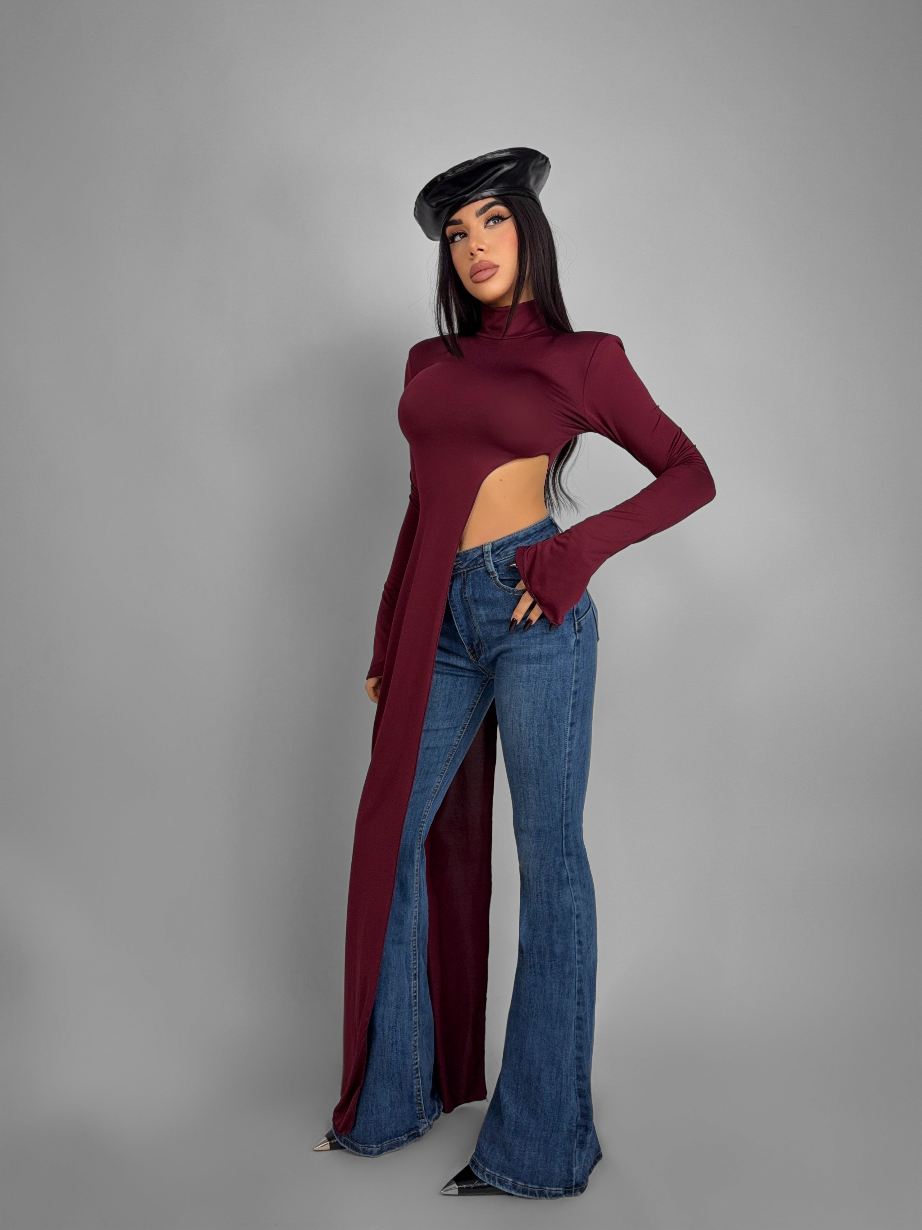 Asymmetrical Jumper - Cherry Red