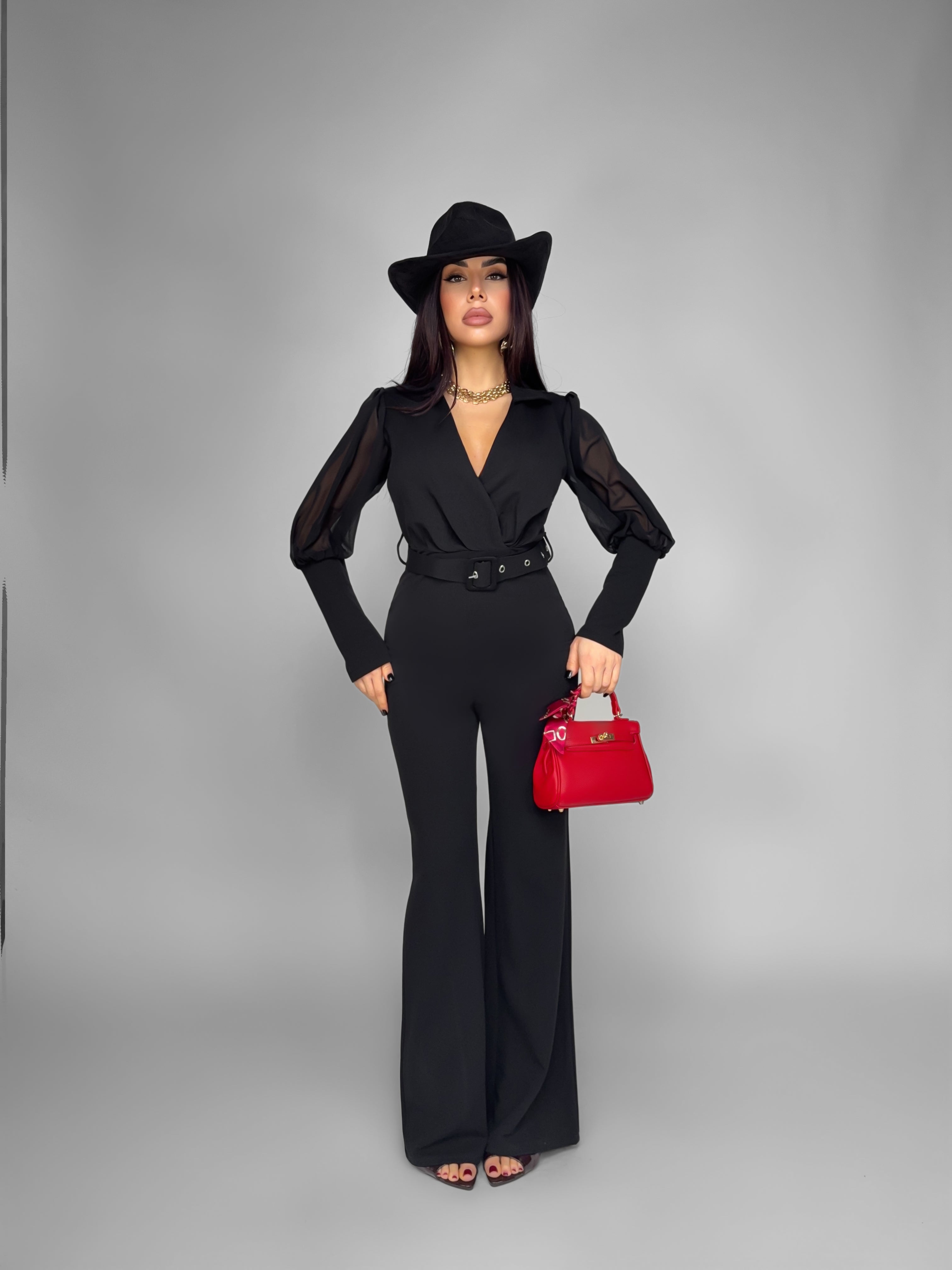 Lunar Veil Jumpsuit-Black