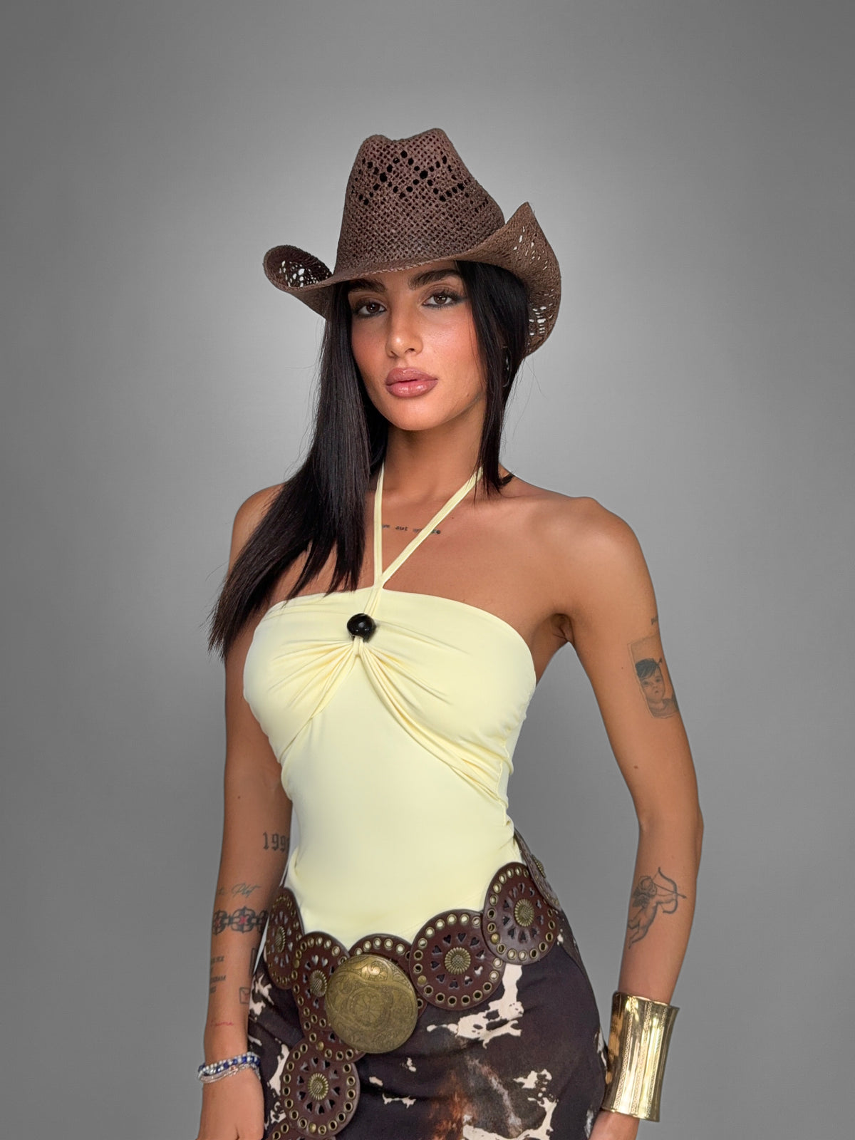 Top Scarf Halter-Yellow