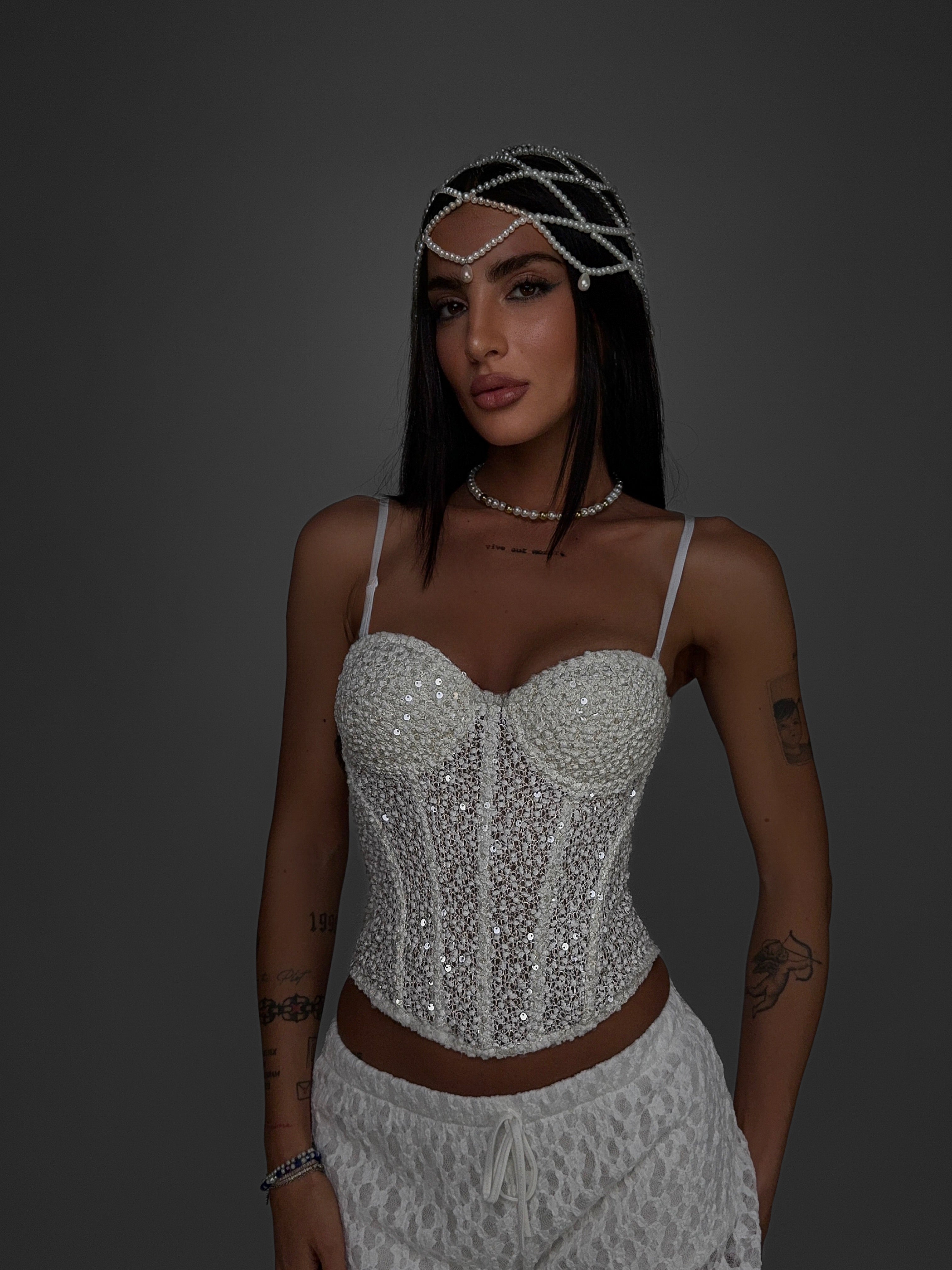 Corset Glam Sparkle-White