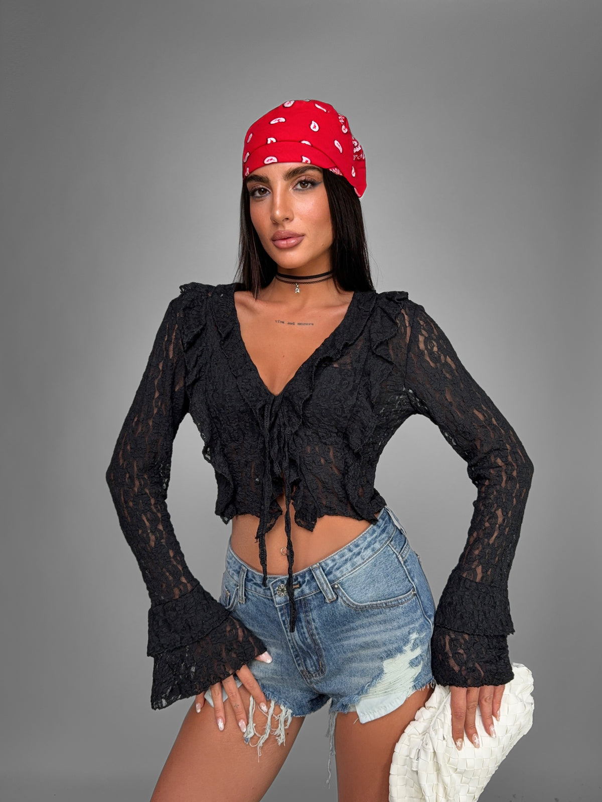 Top Lace Blossom-Black